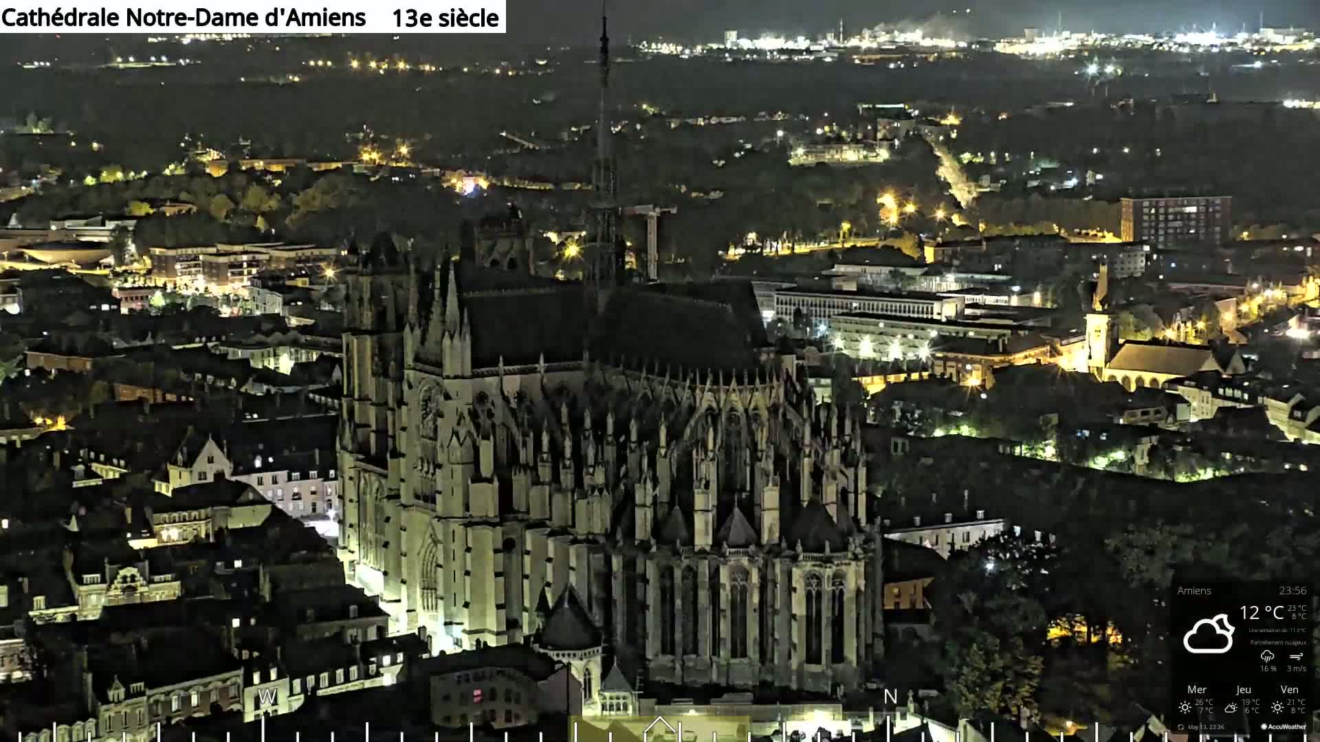 Amiens City Panaromic Skyline PTZ Live Cam - Amiens, Somme, Hauts-de-France, France