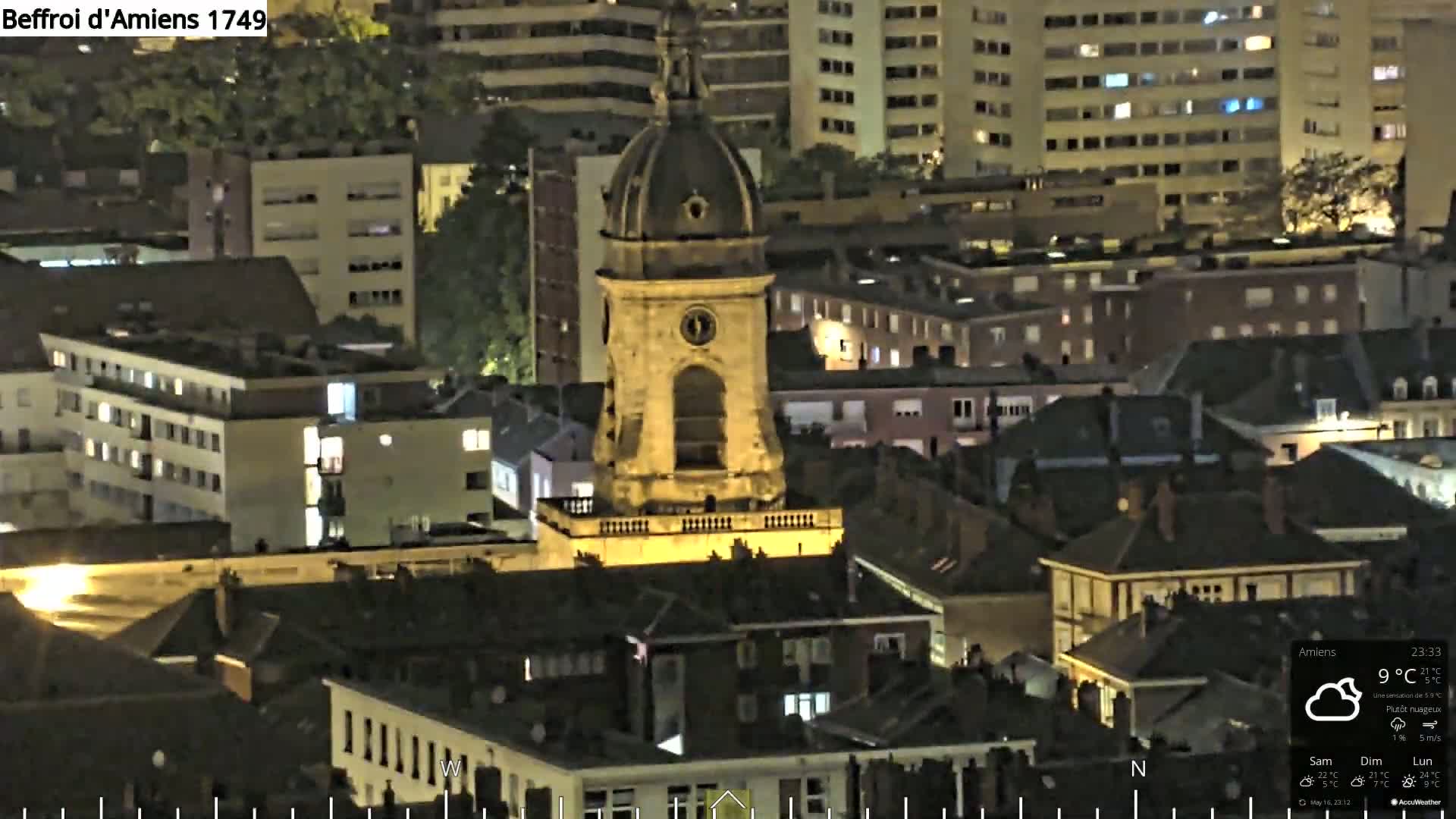 Amiens City Panaromic Skyline PTZ Live Cam - Amiens, Somme, Hauts-de-France, France