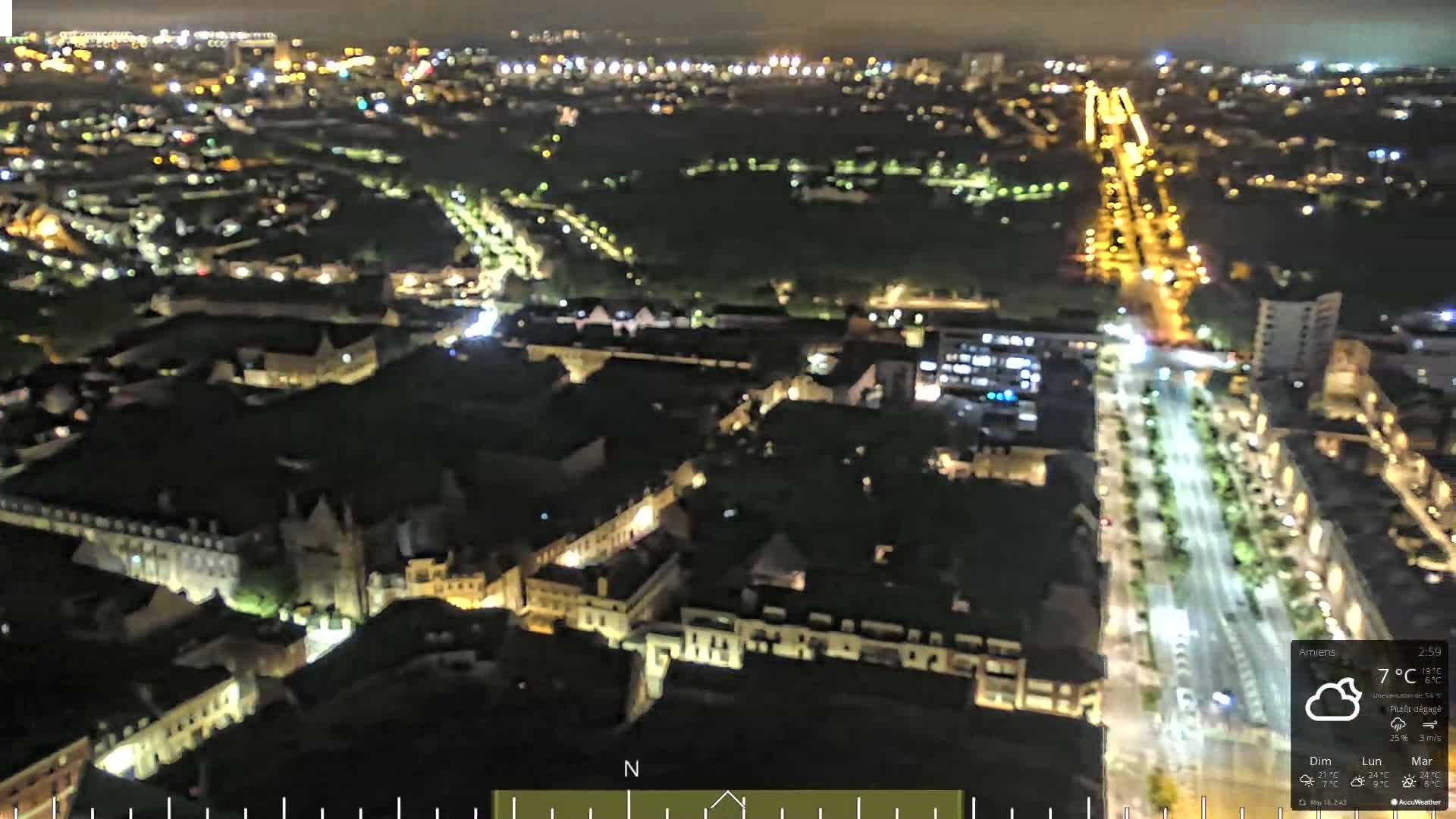 Amiens City Panaromic Skyline PTZ Live Cam - Amiens, Somme, Hauts-de-France, France