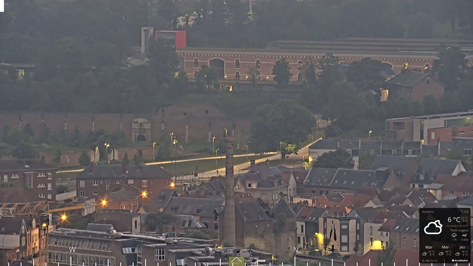 Amiens City Panaromic Skyline PTZ Live Cam - Amiens, Somme, Hauts-de-France, France
