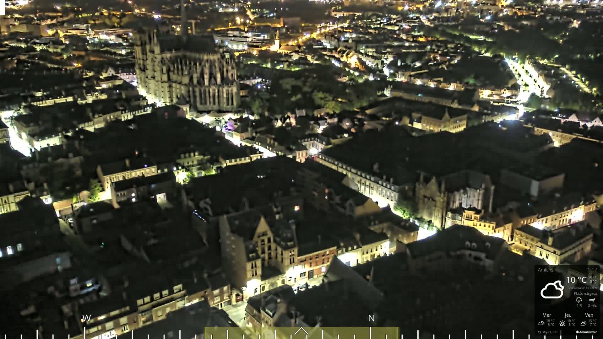 Amiens City Panaromic Skyline PTZ Live Cam - Amiens, Somme, Hauts-de-France, France