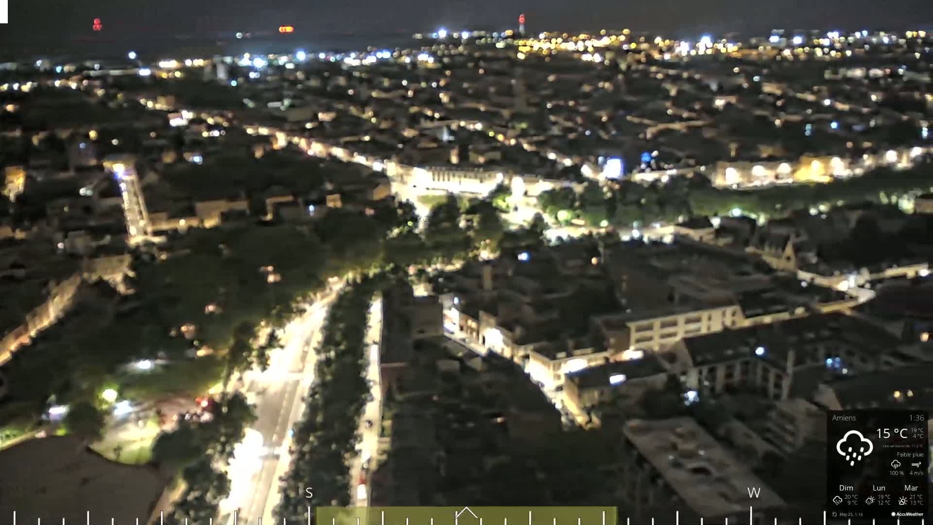 Amiens City Panaromic Skyline PTZ Live Cam - Amiens, Somme, Hauts-de-France, France