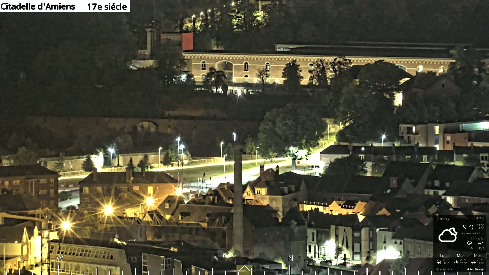 Amiens City Panaromic Skyline PTZ Live Cam - Amiens, Somme, Hauts-de-France, France