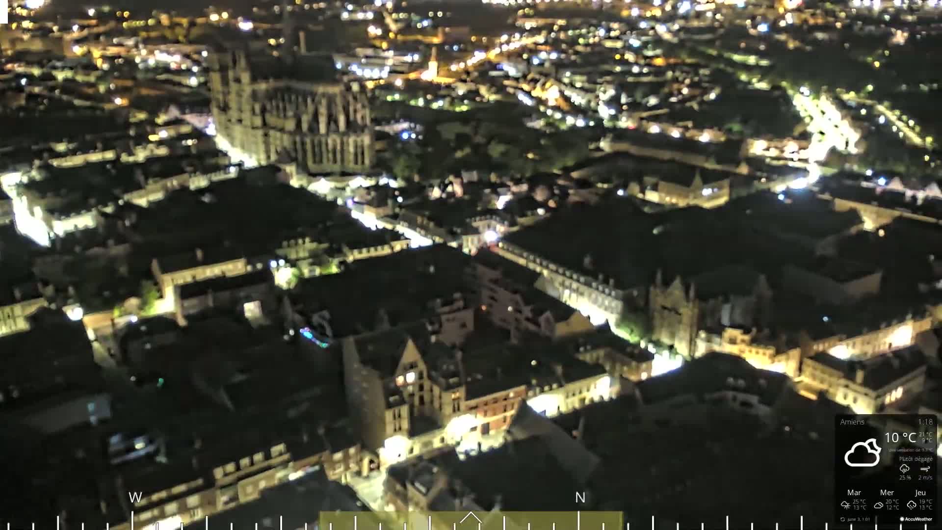 Amiens City Panaromic Skyline PTZ Live Cam - Amiens, Somme, Hauts-de-France, France