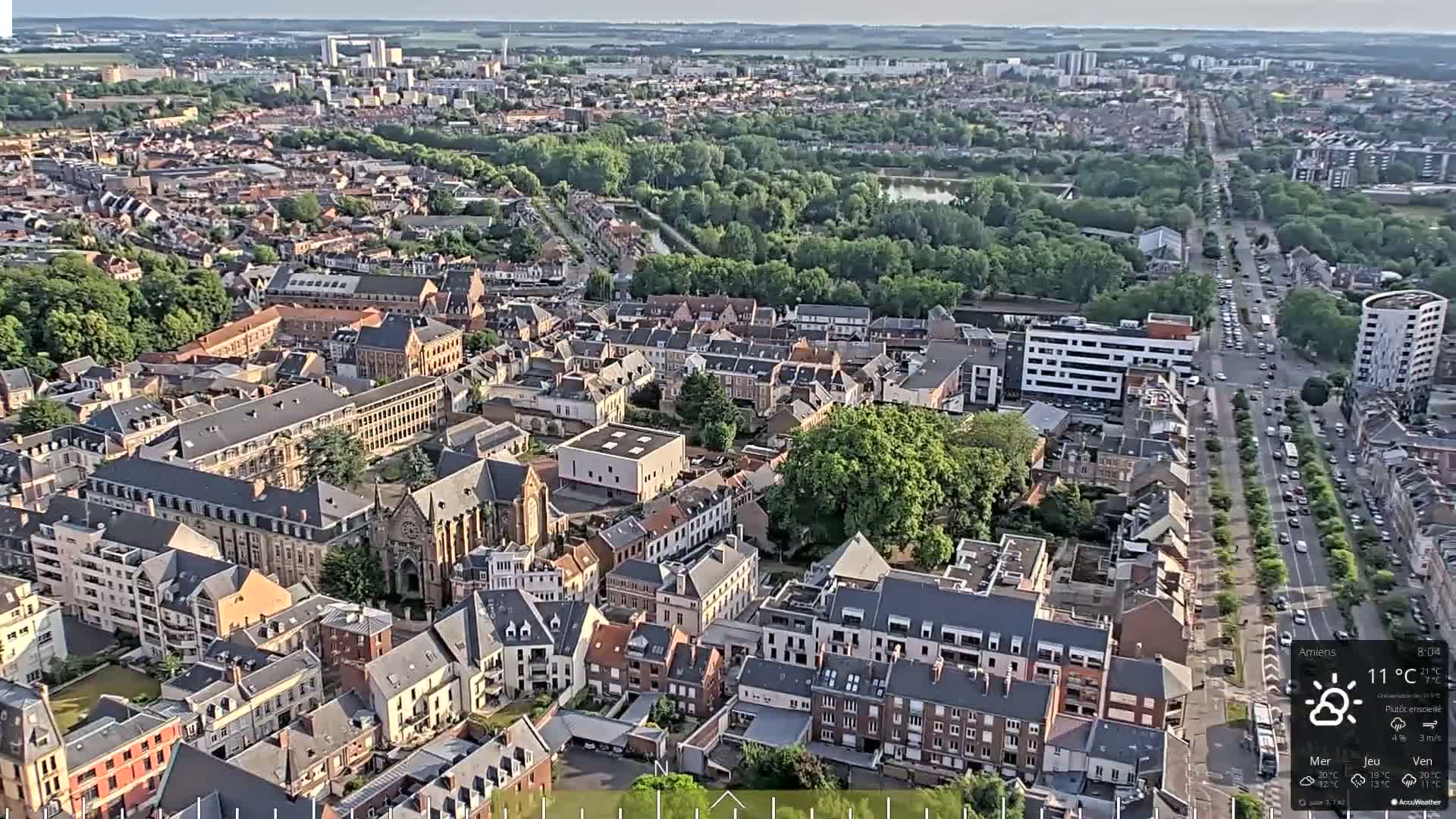 Amiens City Panaromic Skyline PTZ Live Cam - Amiens, Somme, Hauts-de-France, France
