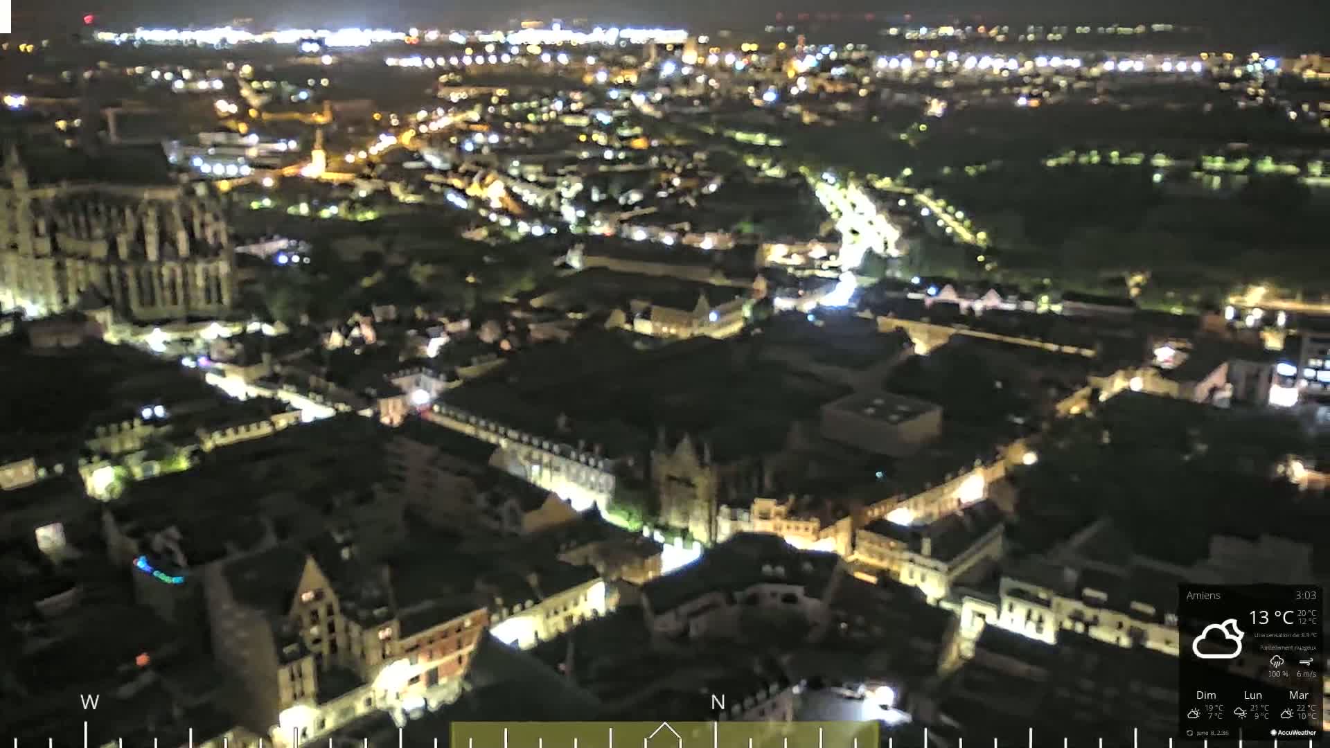 Amiens City Panaromic Skyline PTZ Live Cam - Amiens, Somme, Hauts-de-France, France