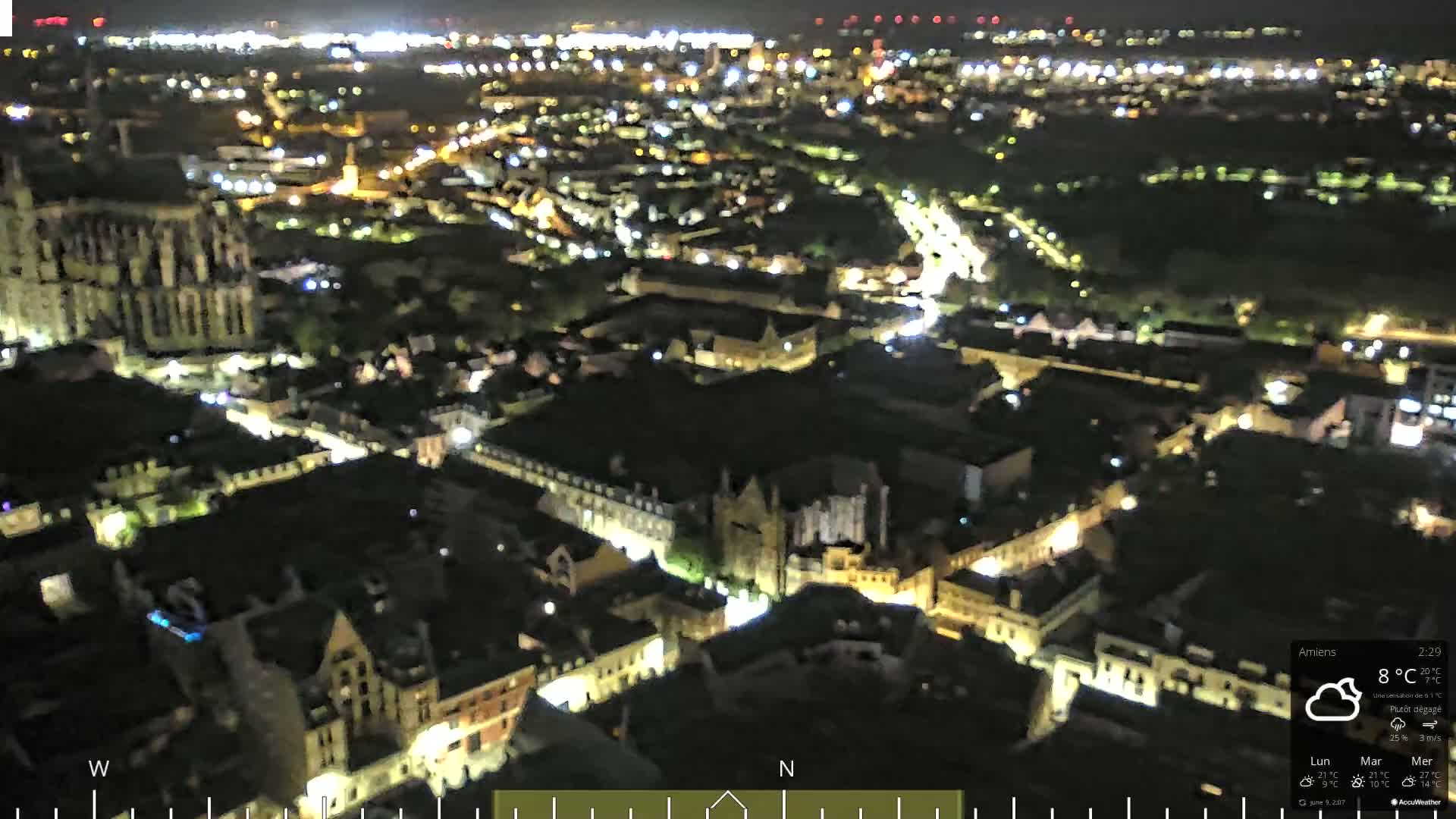 Amiens City Panaromic Skyline PTZ Live Cam - Amiens, Somme, Hauts-de-France, France