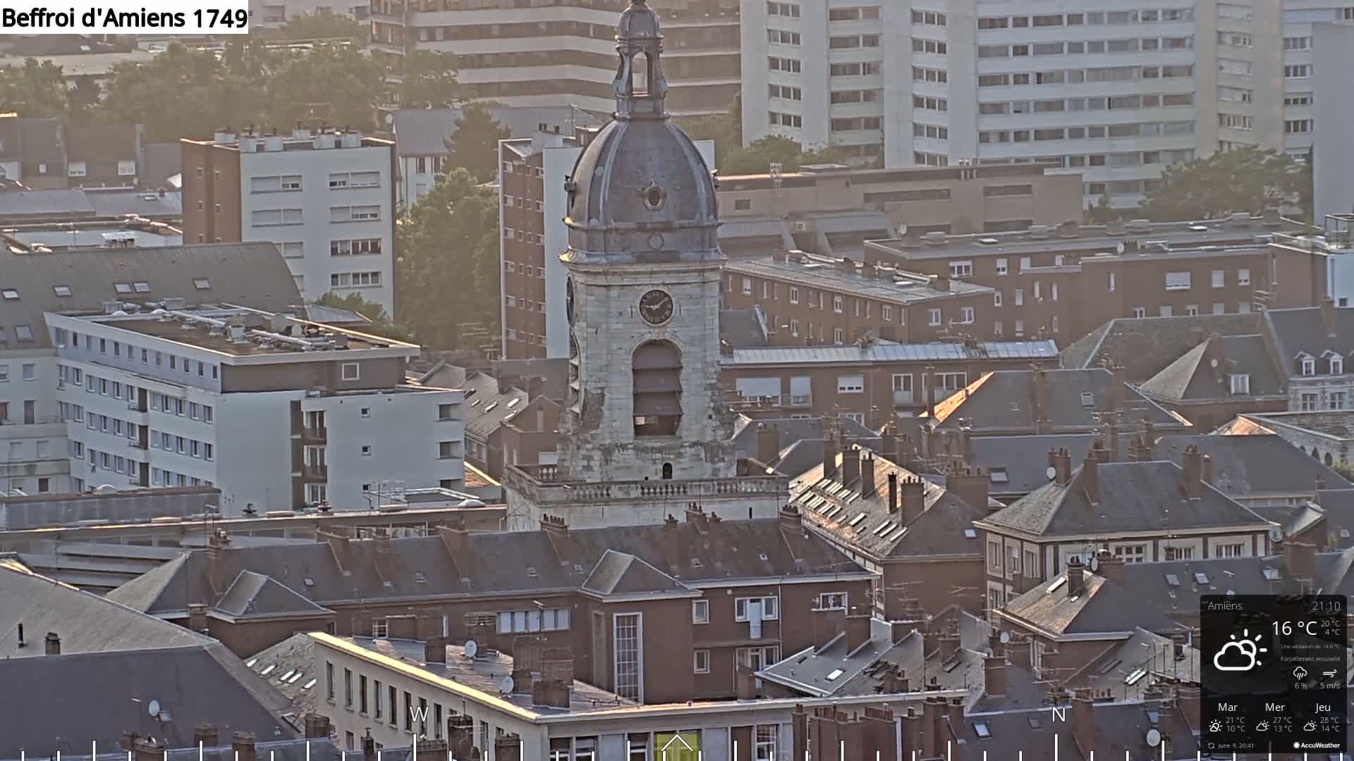 Amiens City Panaromic Skyline PTZ Live Cam - Amiens, Somme, Hauts-de-France, France