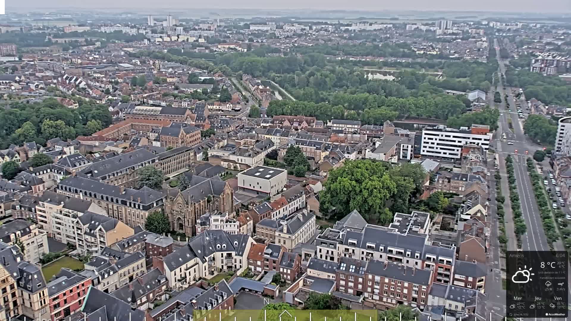 Amiens City Panaromic Skyline PTZ Live Cam - Amiens, Somme, Hauts-de-France, France