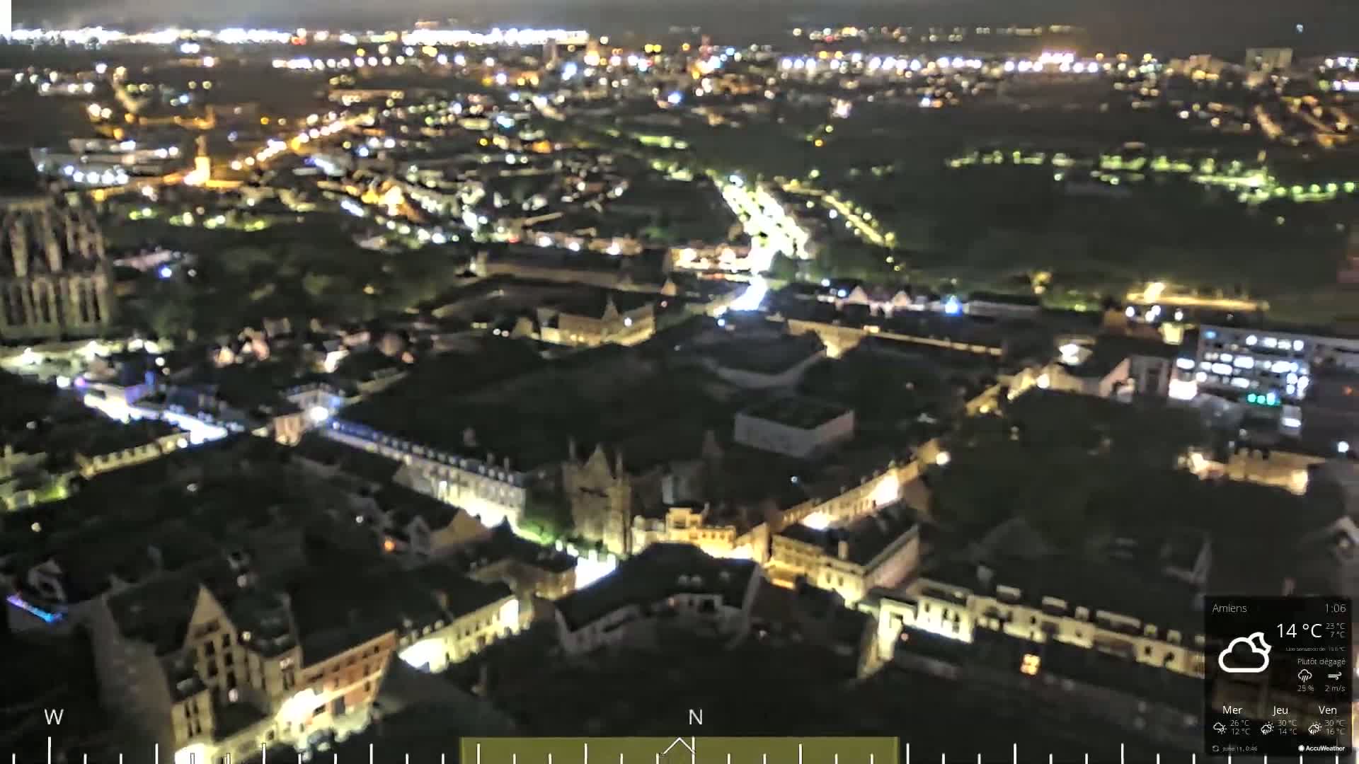 Amiens City Panaromic Skyline PTZ Live Cam - Amiens, Somme, Hauts-de-France, France