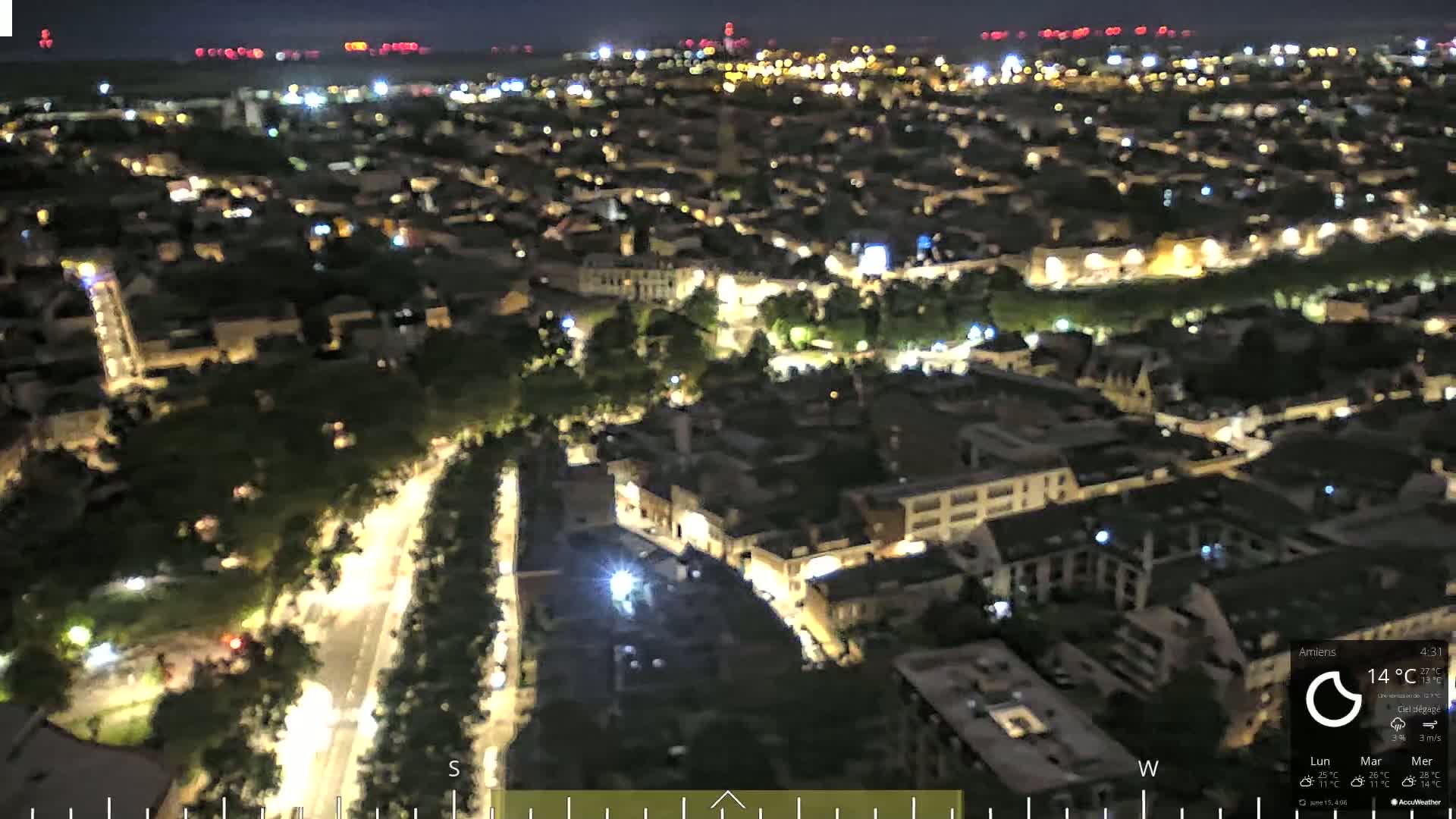 Amiens City Panaromic Skyline PTZ Live Cam - Amiens, Somme, Hauts-de-France, France