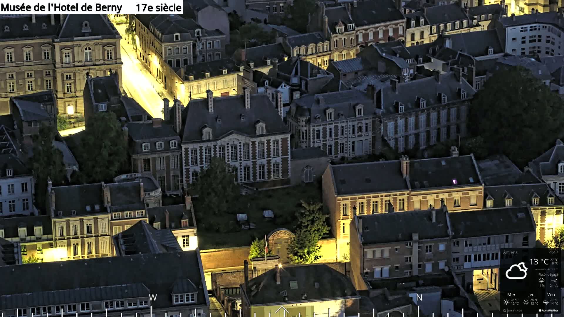 Amiens City Panaromic Skyline PTZ Live Cam - Amiens, Somme, Hauts-de-France, France