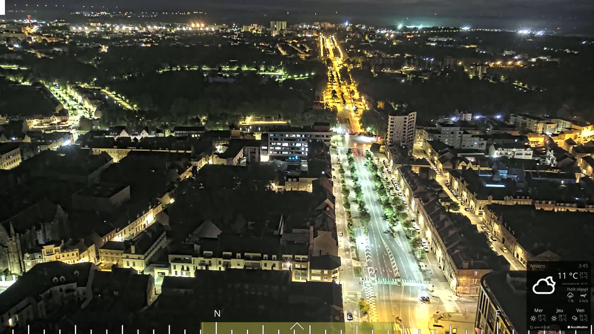 Amiens City Panaromic Skyline PTZ Live Cam - Amiens, Somme, Hauts-de-France, France