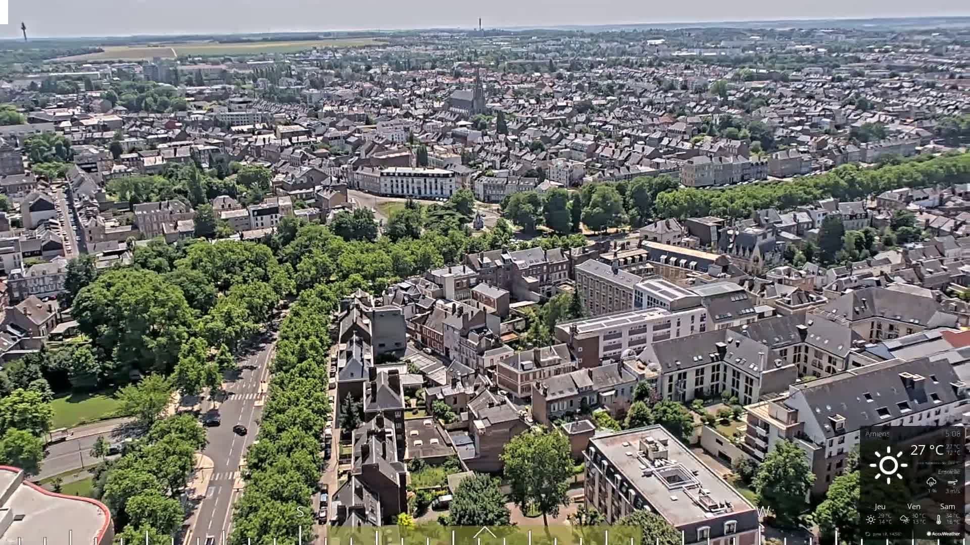 Amiens City Panaromic Skyline PTZ Live Cam - Amiens, Somme, Hauts-de-France, France