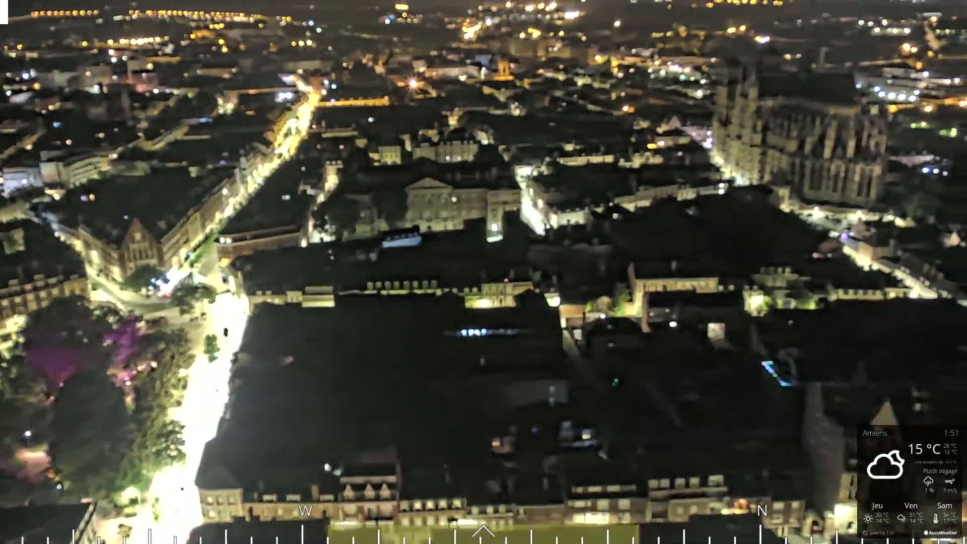 Amiens City Panaromic Skyline PTZ Live Cam - Amiens, Somme, Hauts-de-France, France