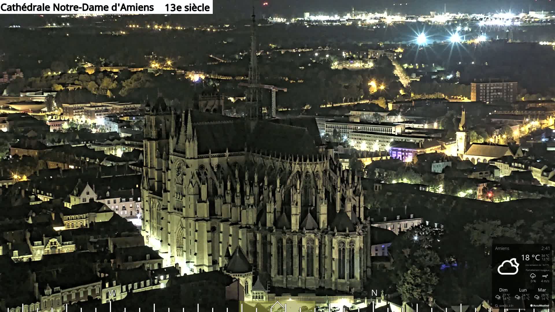 Amiens City Panaromic Skyline PTZ Live Cam - Amiens, Somme, Hauts-de-France, France