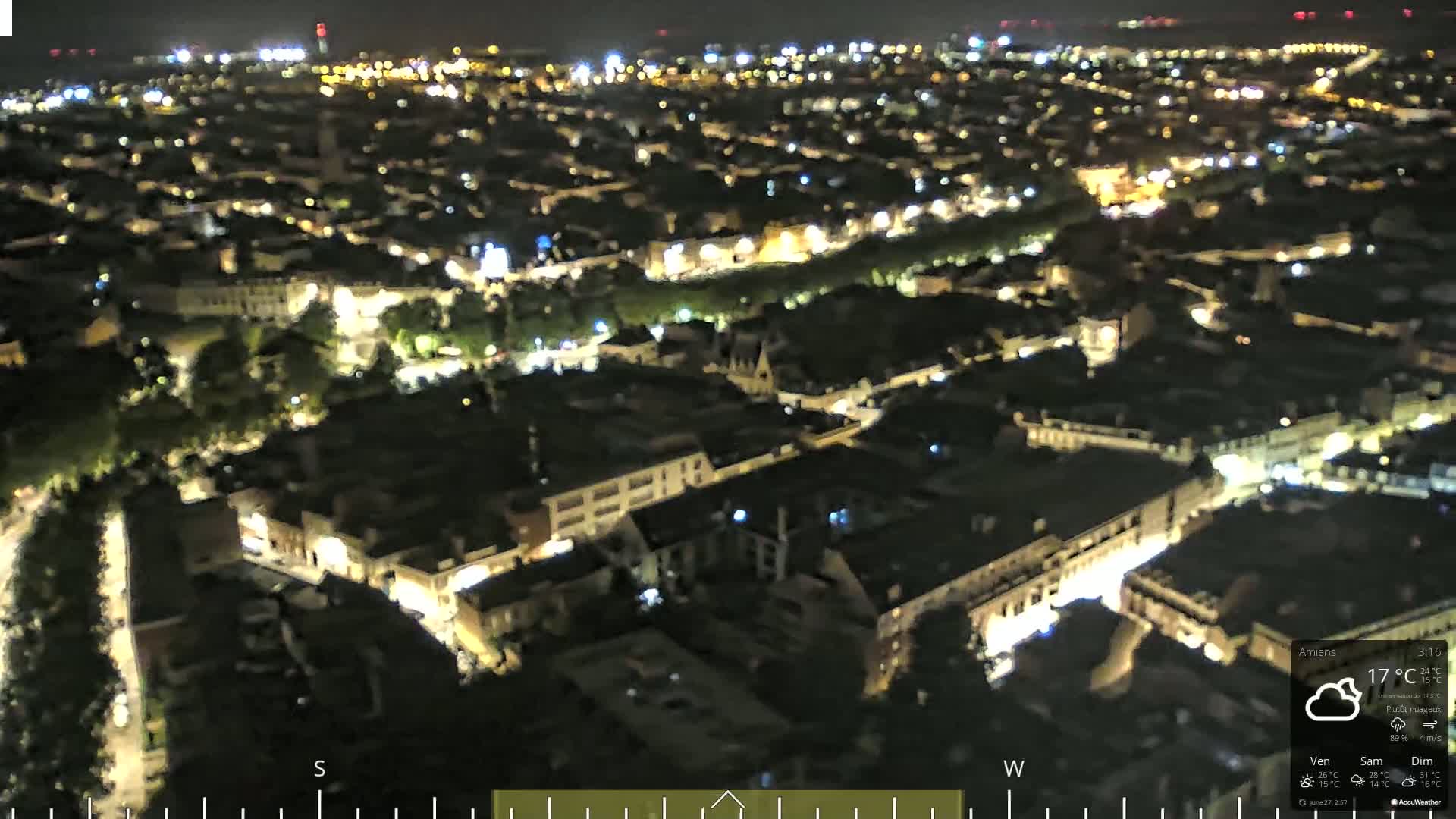 Amiens City Panaromic Skyline PTZ Live Cam - Amiens, Somme, Hauts-de-France, France