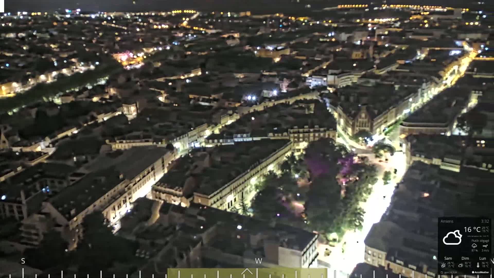 Amiens City Panaromic Skyline PTZ Live Cam - Amiens, Somme, Hauts-de-France, France