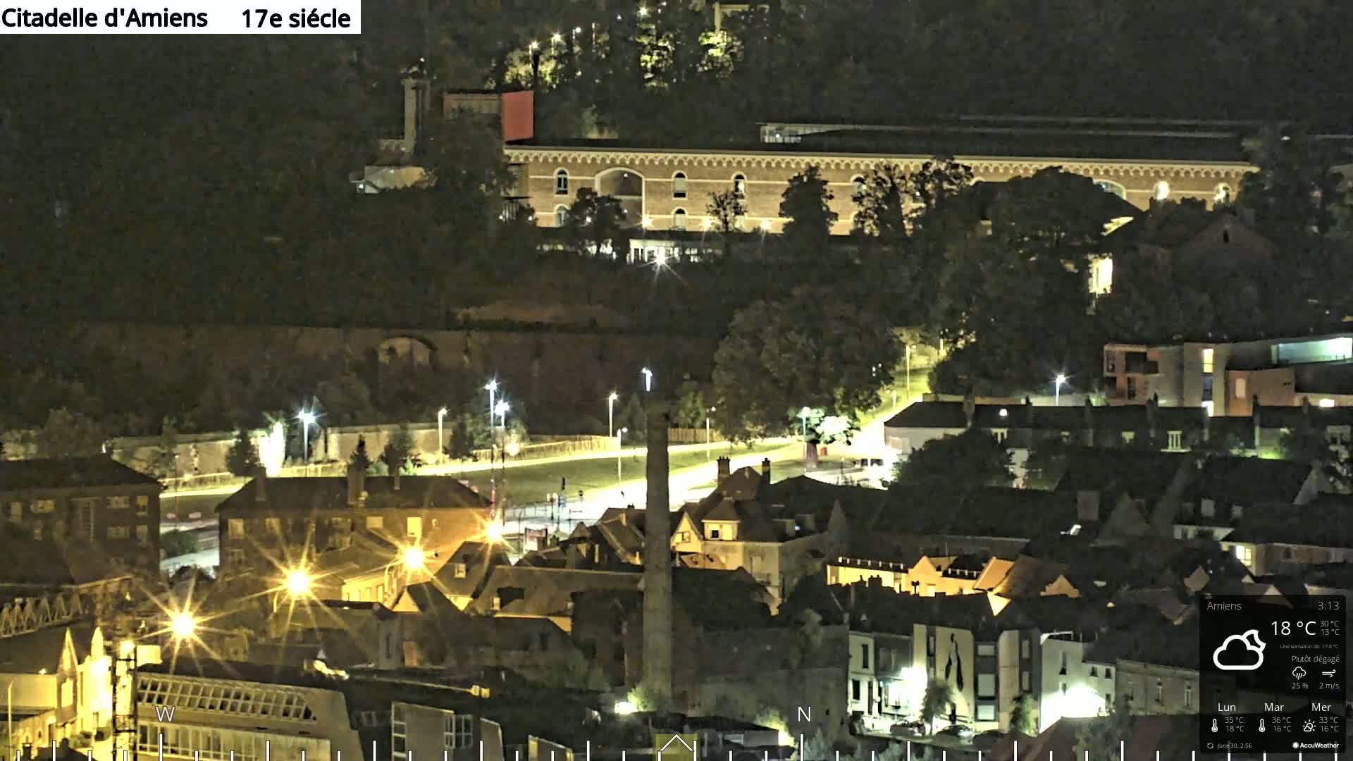 Amiens City Panaromic Skyline PTZ Live Cam - Amiens, Somme, Hauts-de-France, France