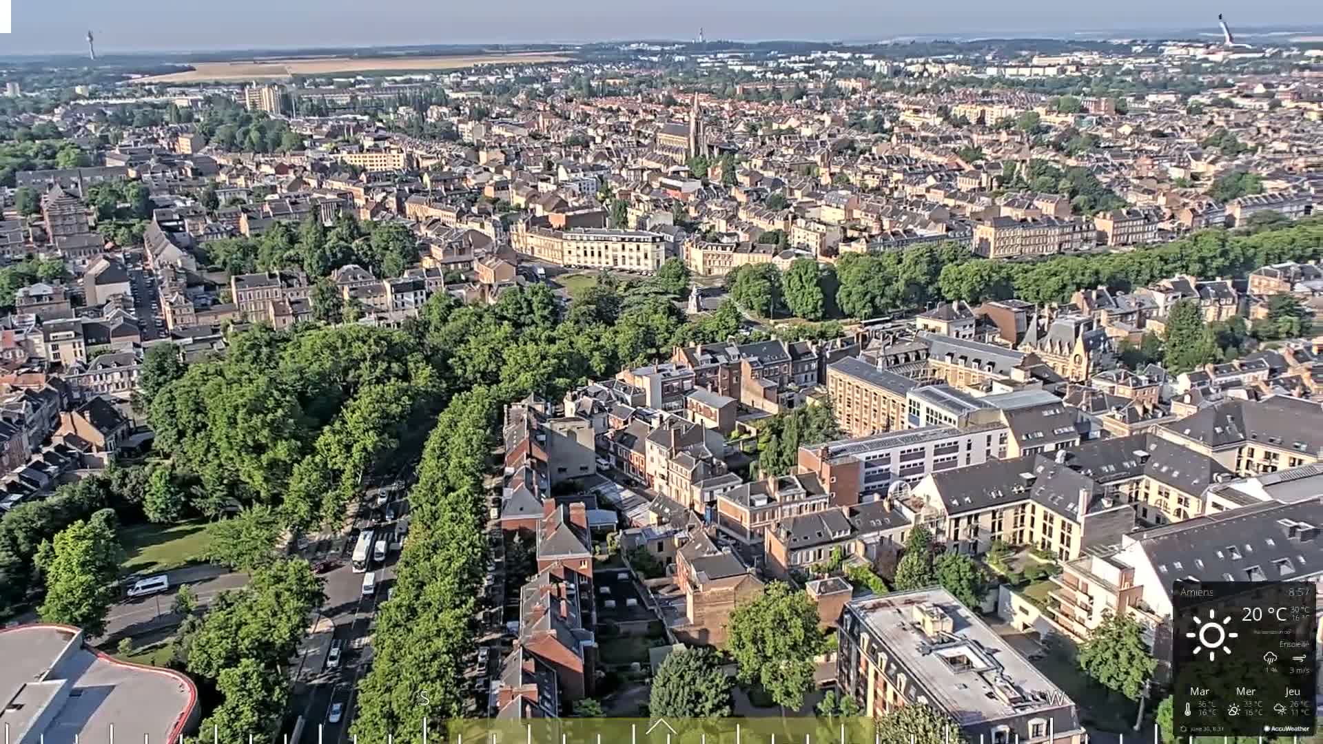 Amiens City Panaromic Skyline PTZ Live Cam - Amiens, Somme, Hauts-de-France, France