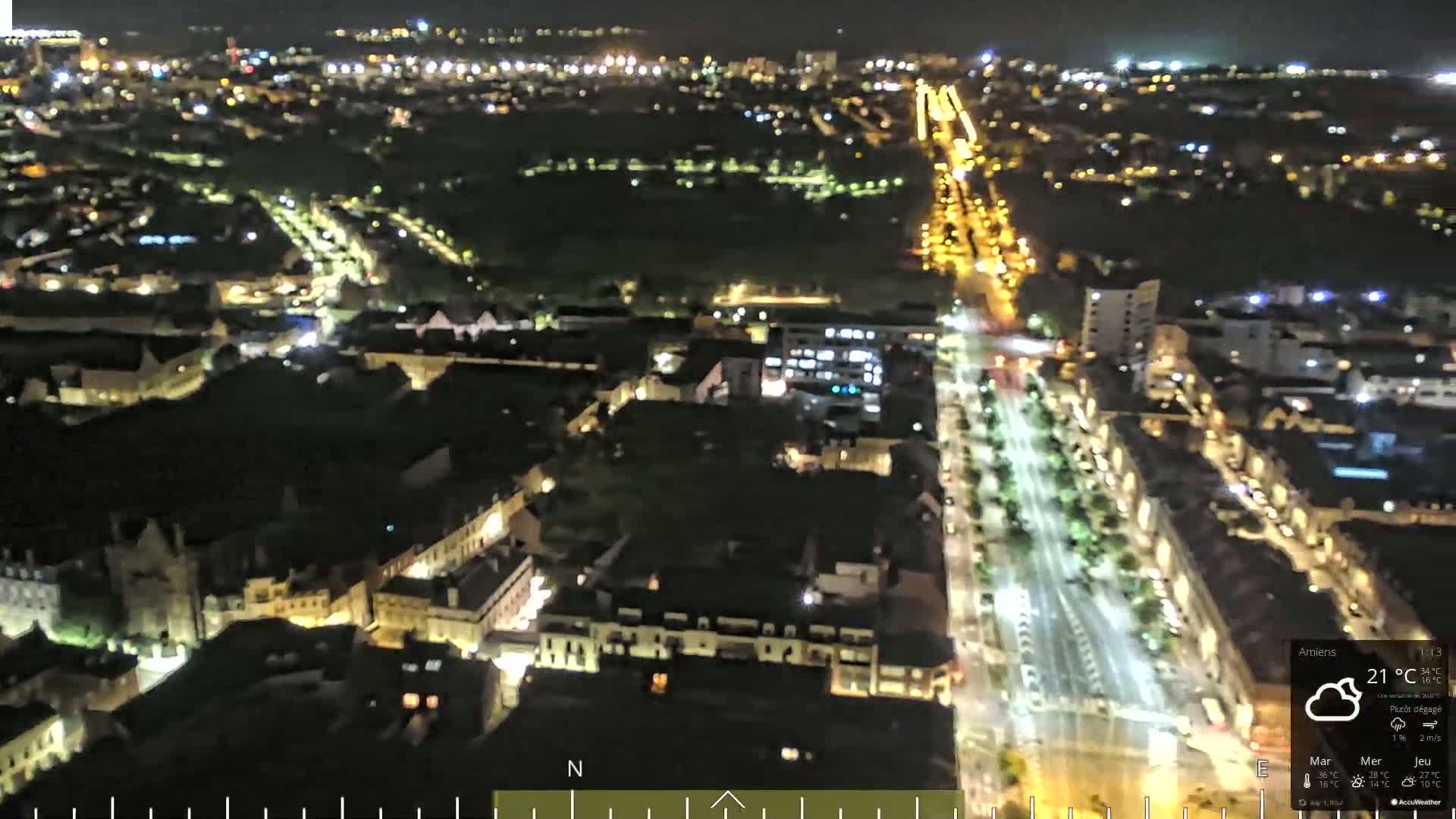 Amiens City Panaromic Skyline PTZ Live Cam - Amiens, Somme, Hauts-de-France, France