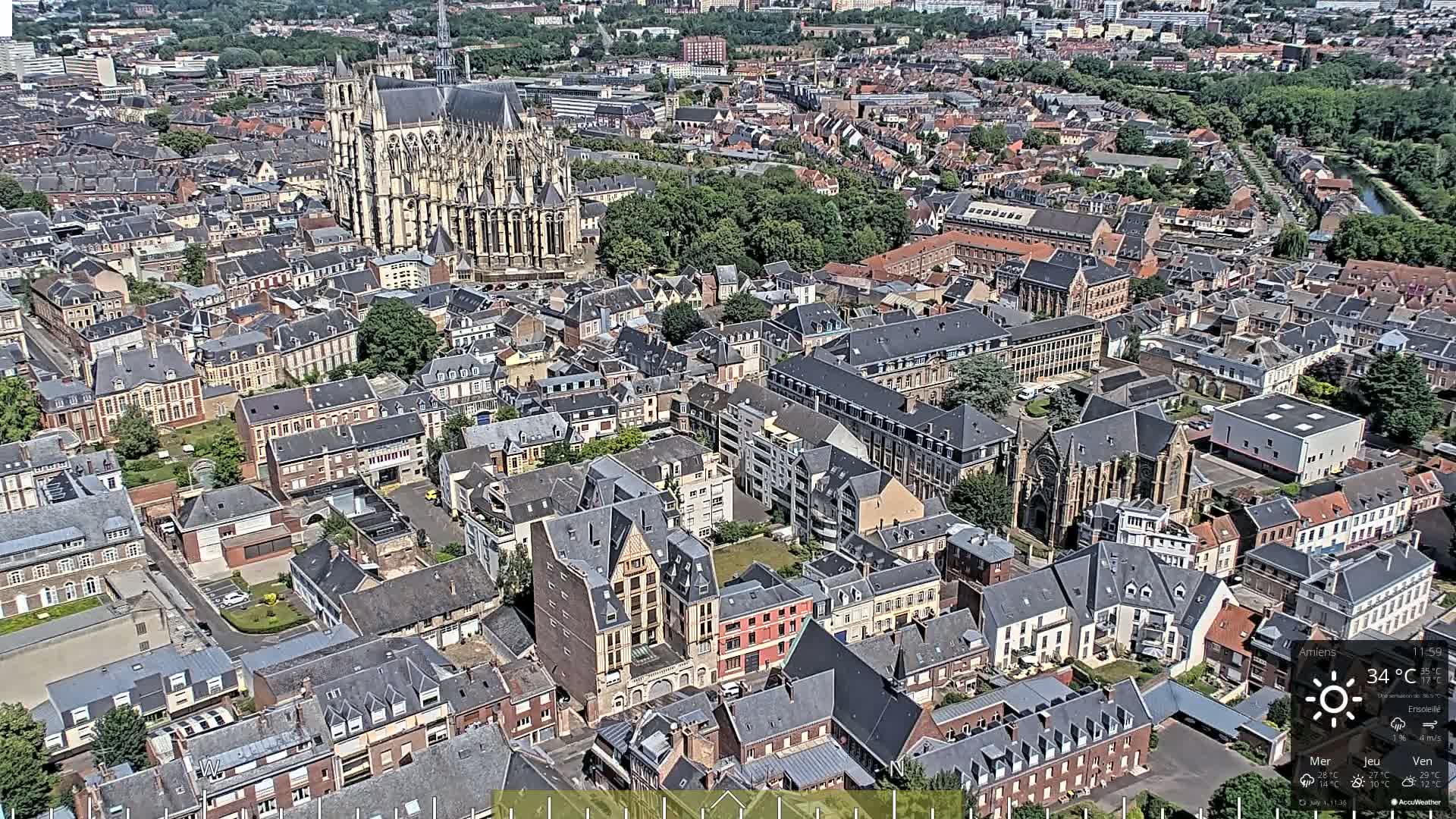 Amiens City Panaromic Skyline PTZ Live Cam - Amiens, Somme, Hauts-de-France, France
