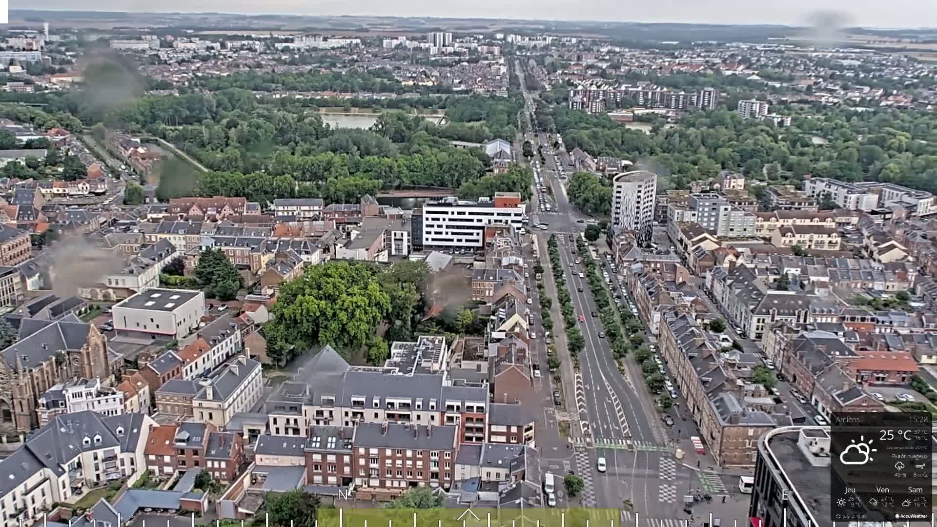 Amiens City Panaromic Skyline PTZ Live Cam - Amiens, Somme, Hauts-de-France, France