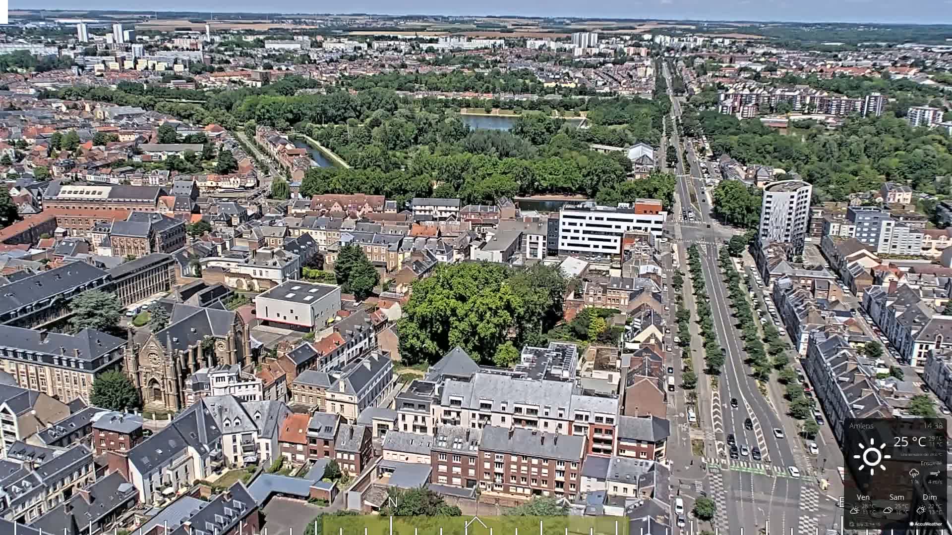 Amiens City Panaromic Skyline PTZ Live Cam - Amiens, Somme, Hauts-de-France, France