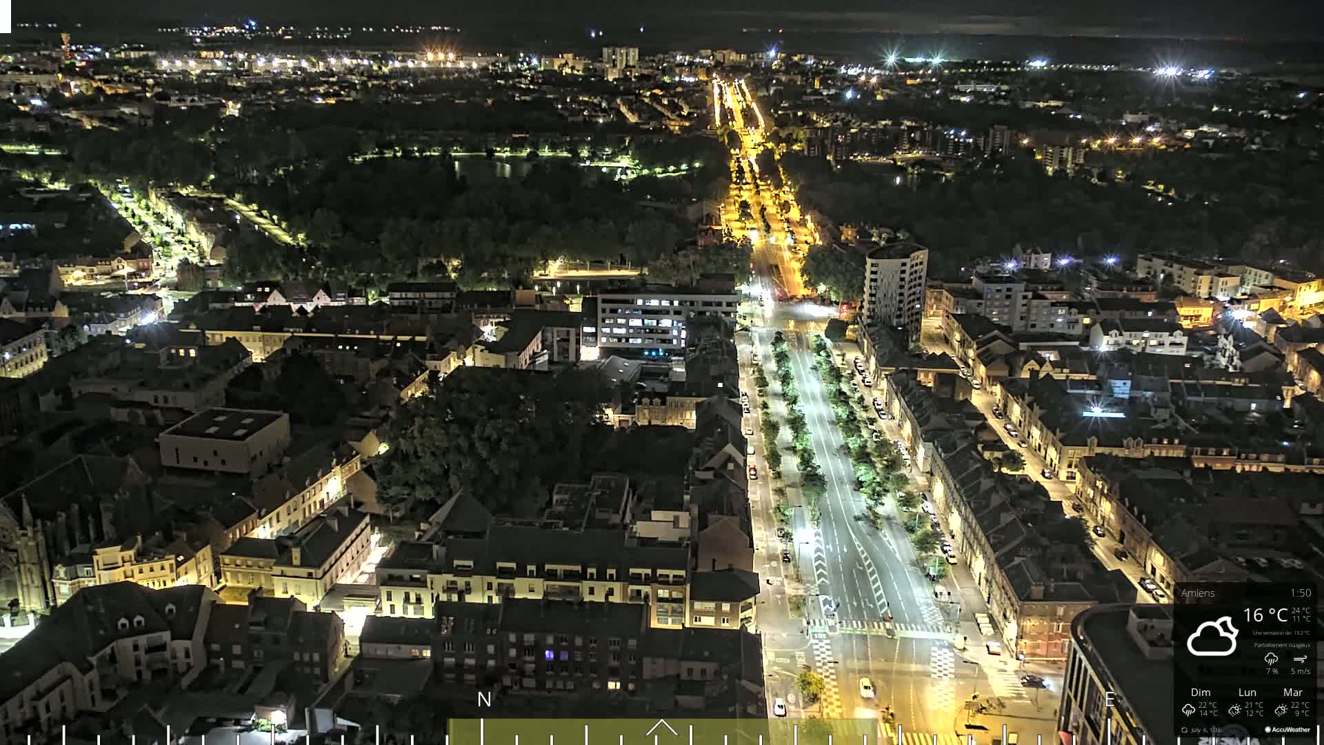 Amiens City Panaromic Skyline PTZ Live Cam - Amiens, Somme, Hauts-de-France, France
