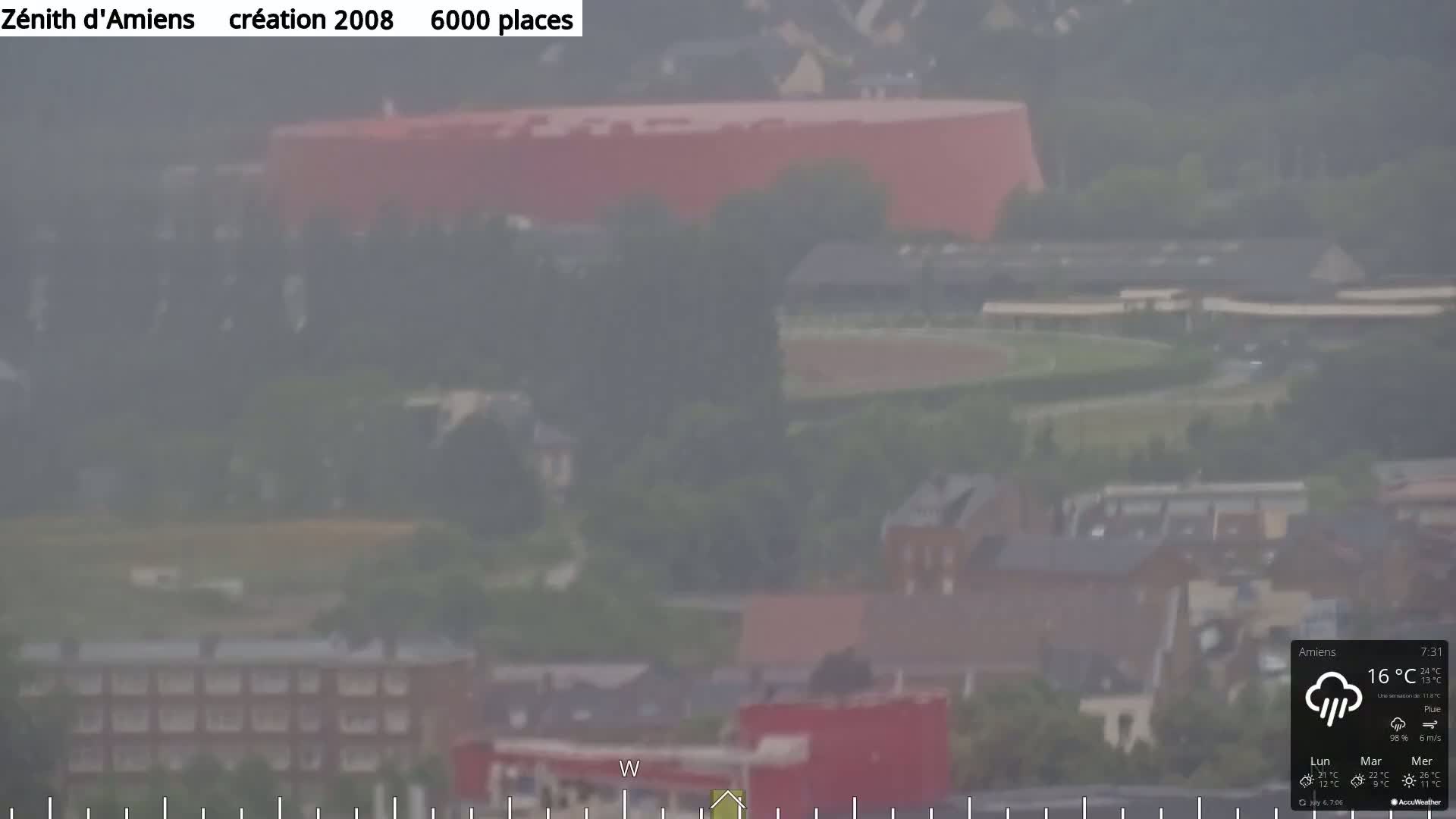 Amiens City Panaromic Skyline PTZ Live Cam - Amiens, Somme, Hauts-de-France, France