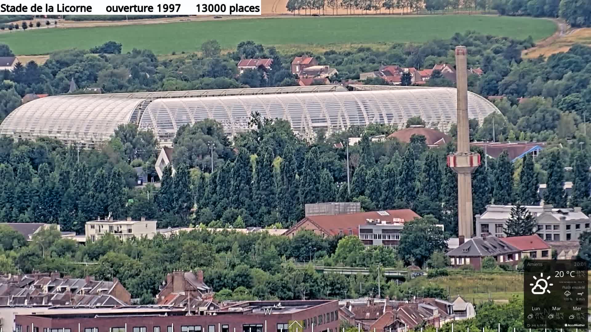 Amiens City Panaromic Skyline PTZ Live Cam - Amiens, Somme, Hauts-de-France, France