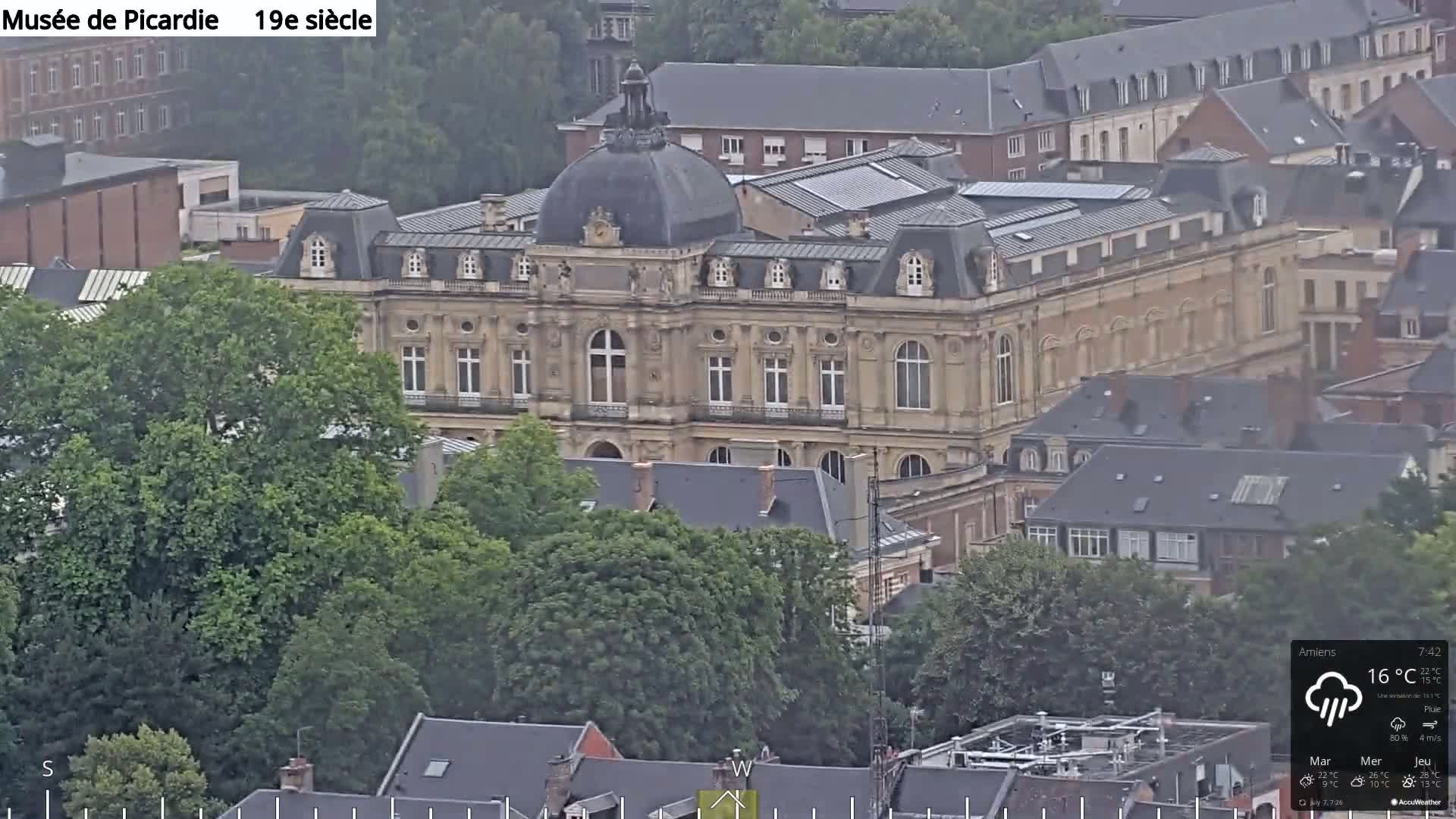 Amiens City Panaromic Skyline PTZ Live Cam - Amiens, Somme, Hauts-de-France, France