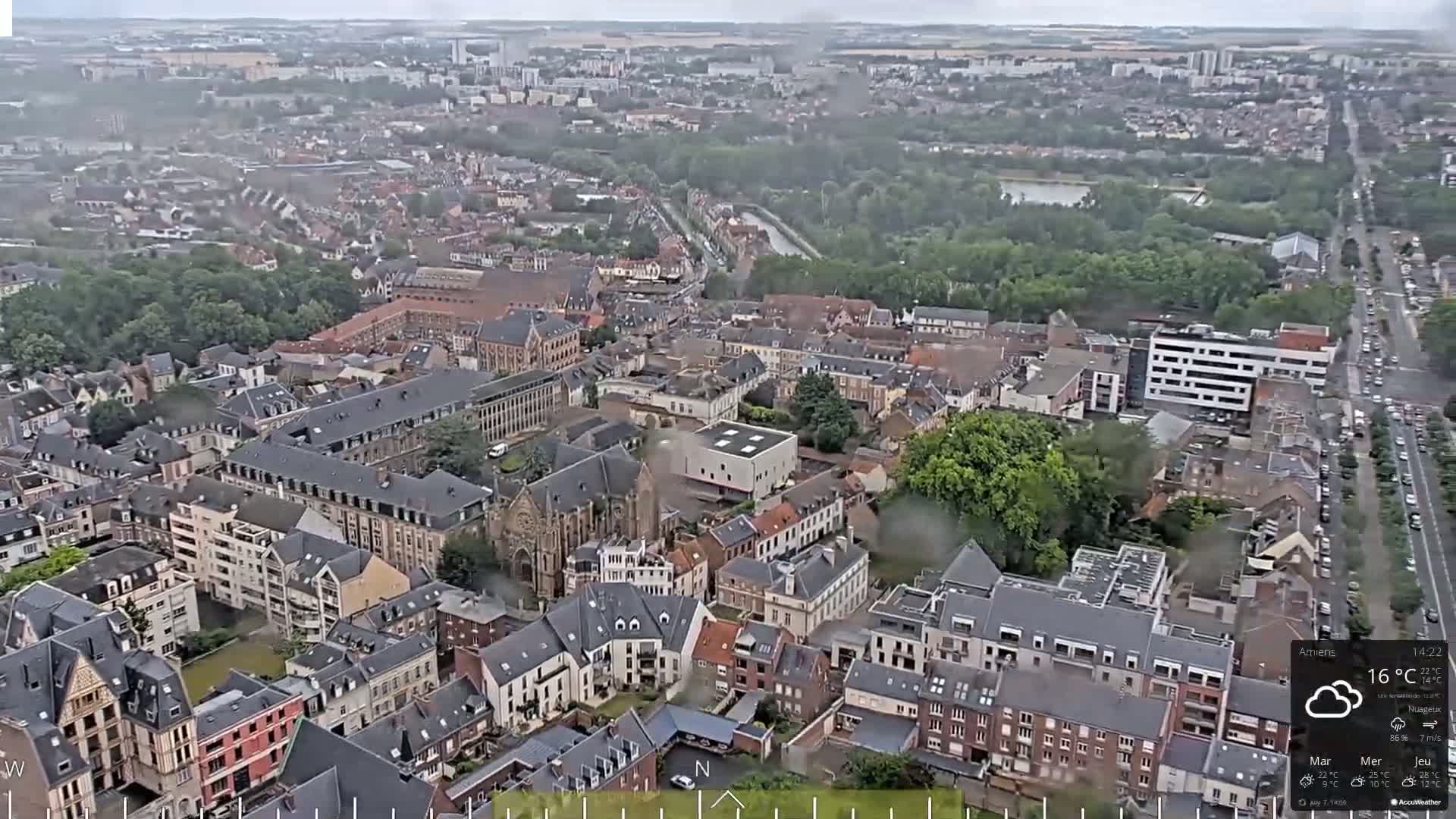 Amiens City Panaromic Skyline PTZ Live Cam - Amiens, Somme, Hauts-de-France, France