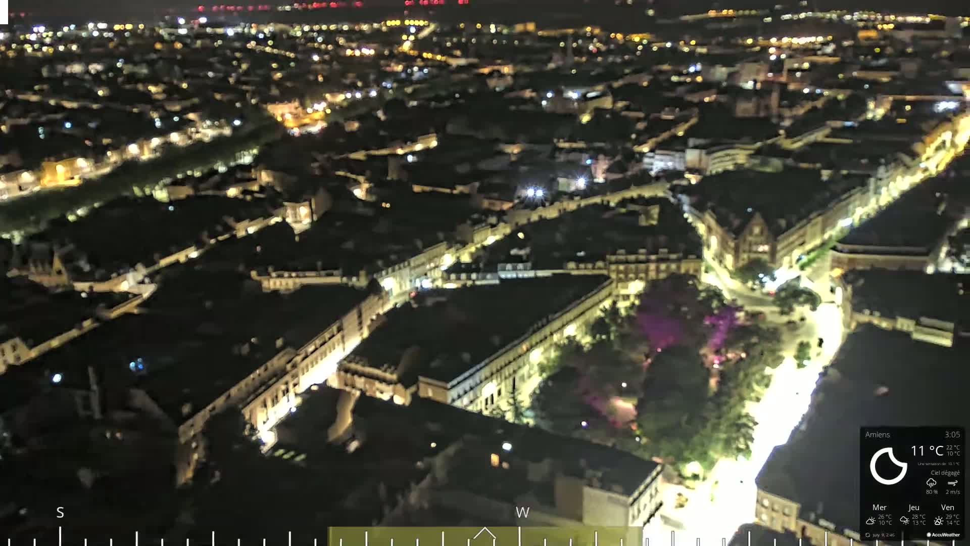 Amiens City Panaromic Skyline PTZ Live Cam - Amiens, Somme, Hauts-de-France, France