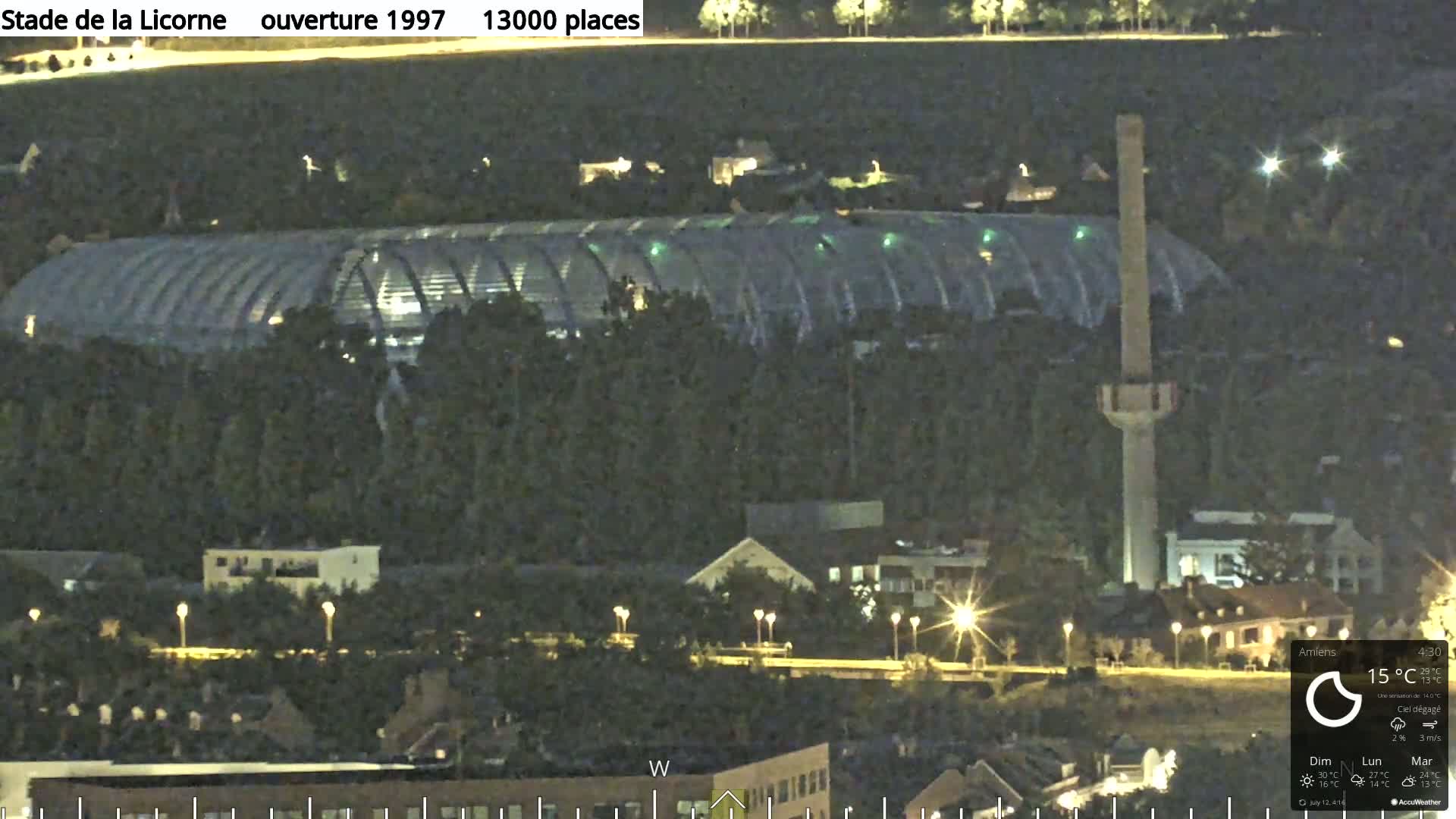Amiens City Panaromic Skyline PTZ Live Cam - Amiens, Somme, Hauts-de-France, France