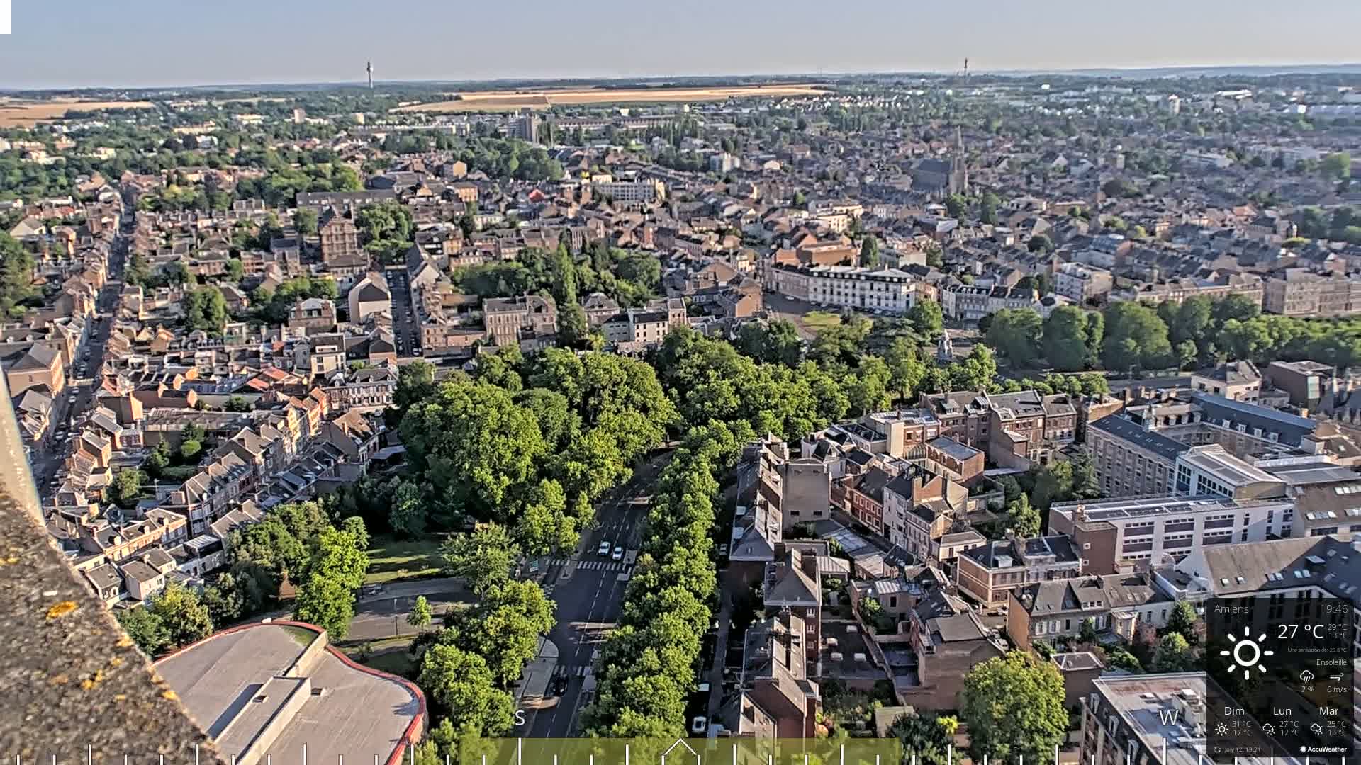 Amiens City Panaromic Skyline PTZ Live Cam - Amiens, Somme, Hauts-de-France, France