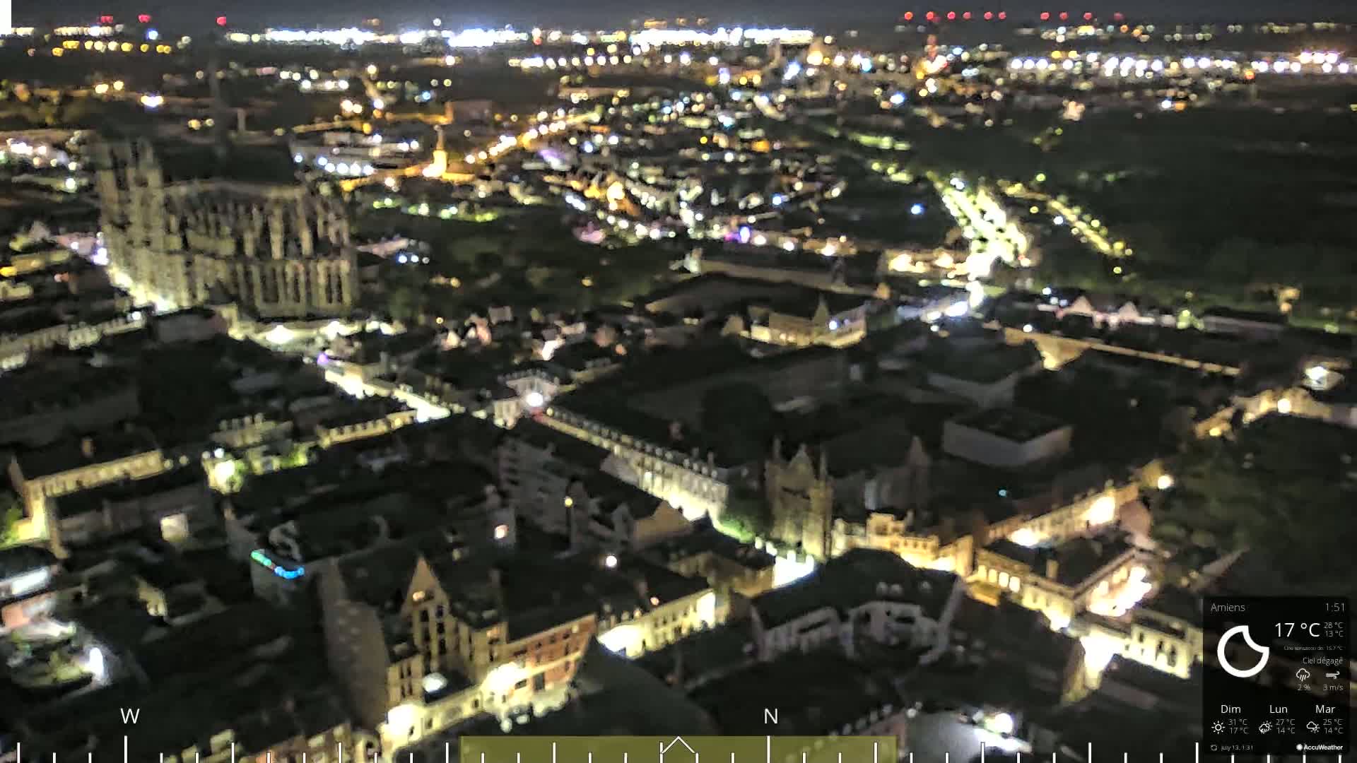 Amiens City Panaromic Skyline PTZ Live Cam - Amiens, Somme, Hauts-de-France, France