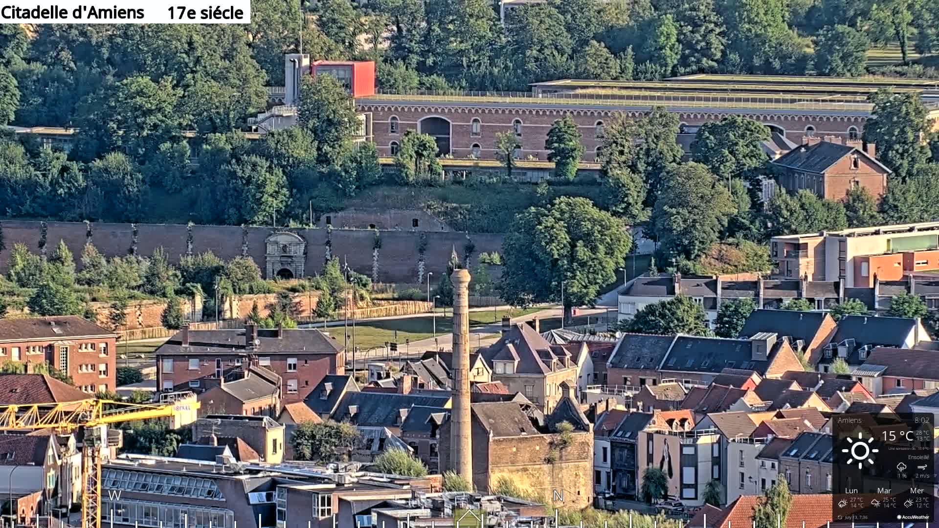 Amiens City Panaromic Skyline PTZ Live Cam - Amiens, Somme, Hauts-de-France, France
