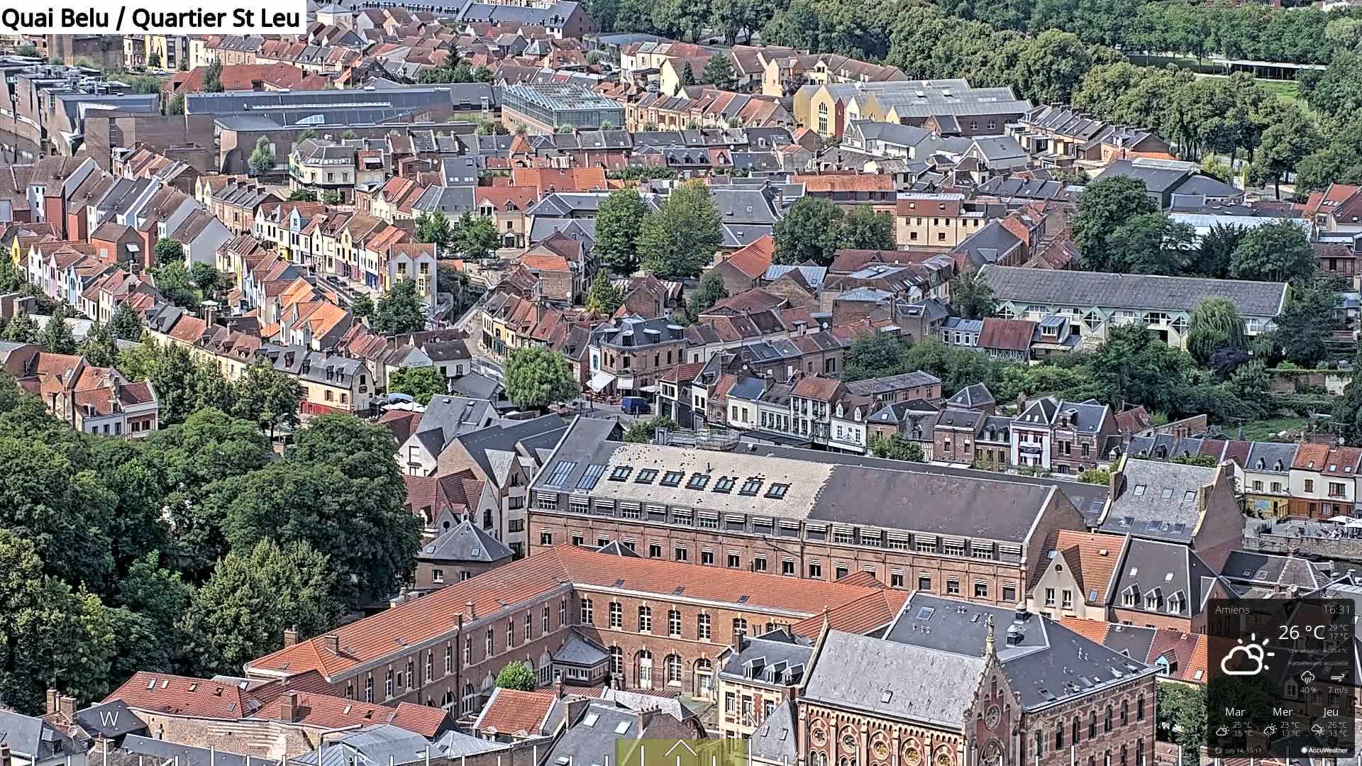 Amiens City Panaromic Skyline PTZ Live Cam - Amiens, Somme, Hauts-de-France, France