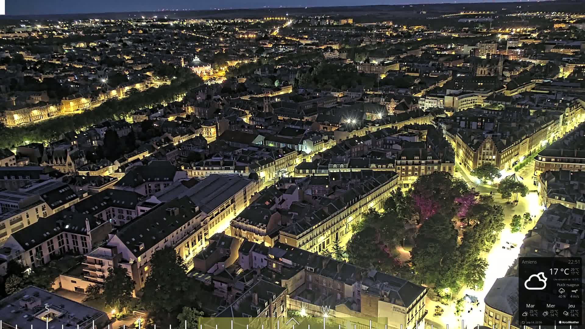 Amiens City Panaromic Skyline PTZ Live Cam - Amiens, Somme, Hauts-de-France, France