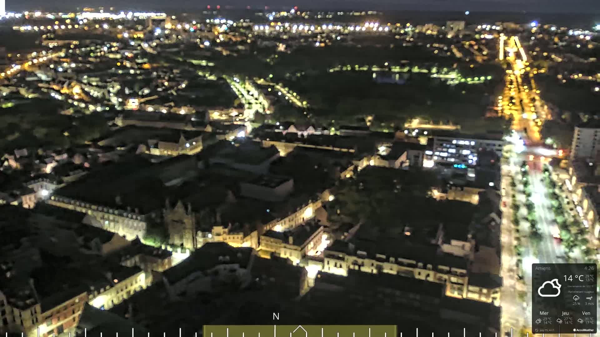 Amiens City Panaromic Skyline PTZ Live Cam - Amiens, Somme, Hauts-de-France, France