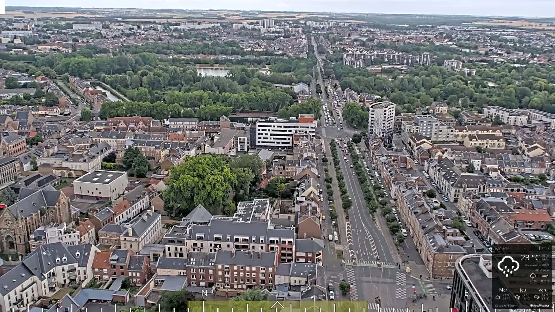 Amiens City Panaromic Skyline PTZ Live Cam - Amiens, Somme, Hauts-de-France, France