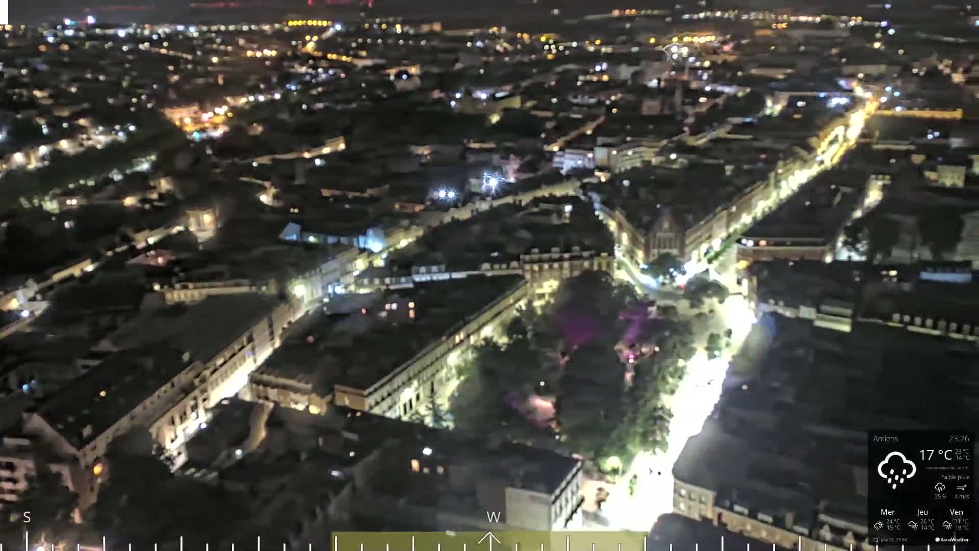 Amiens City Panaromic Skyline PTZ Live Cam - Amiens, Somme, Hauts-de-France, France