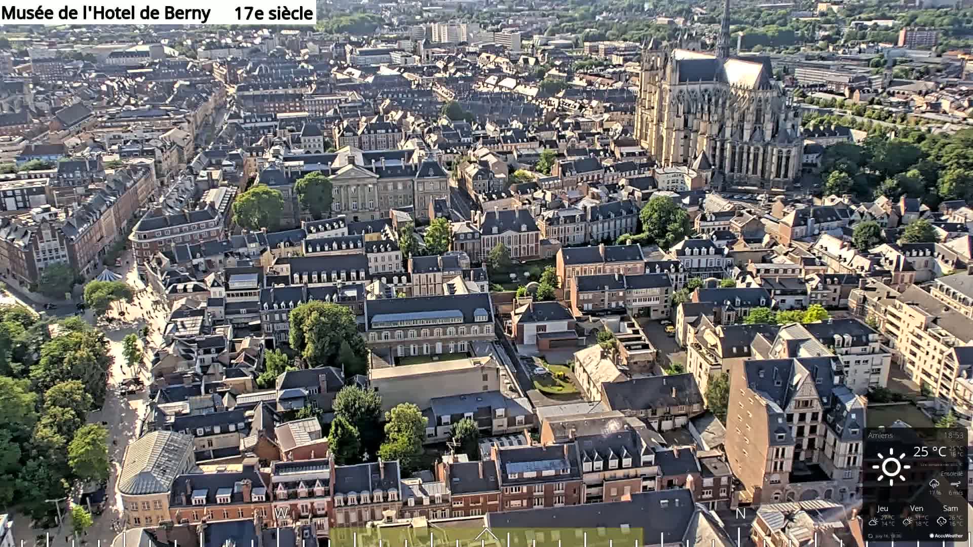 Amiens City Panaromic Skyline PTZ Live Cam - Amiens, Somme, Hauts-de-France, France