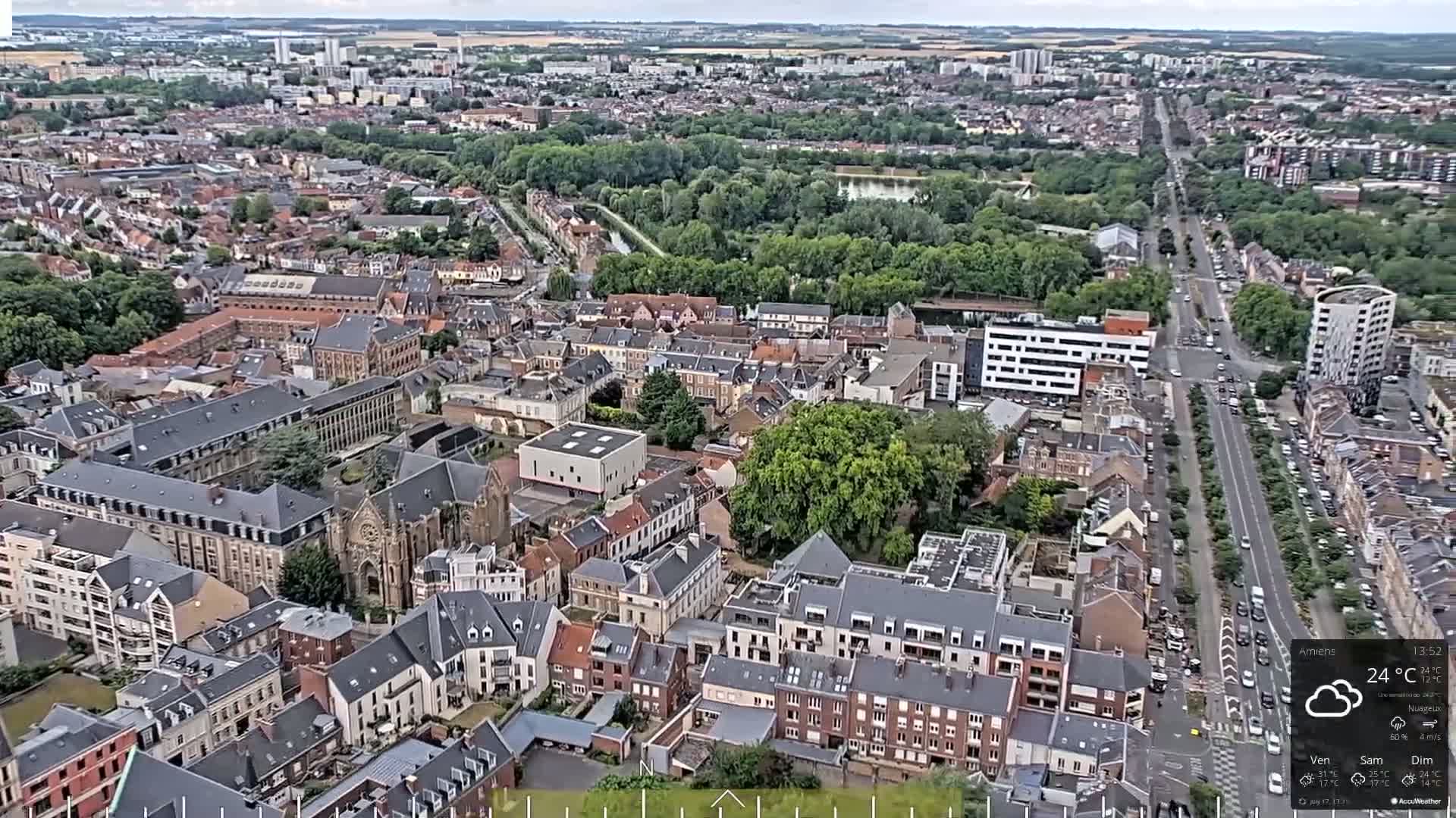 Amiens City Panaromic Skyline PTZ Live Cam - Amiens, Somme, Hauts-de-France, France