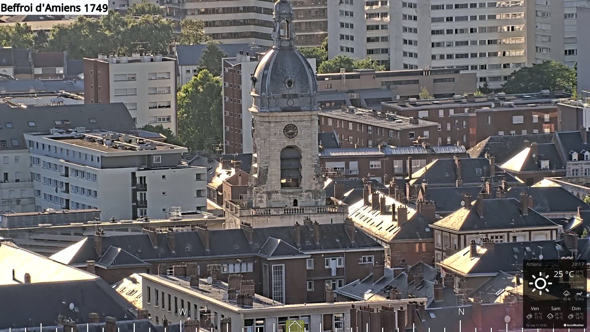 Amiens City Panaromic Skyline PTZ Live Cam - Amiens, Somme, Hauts-de-France, France