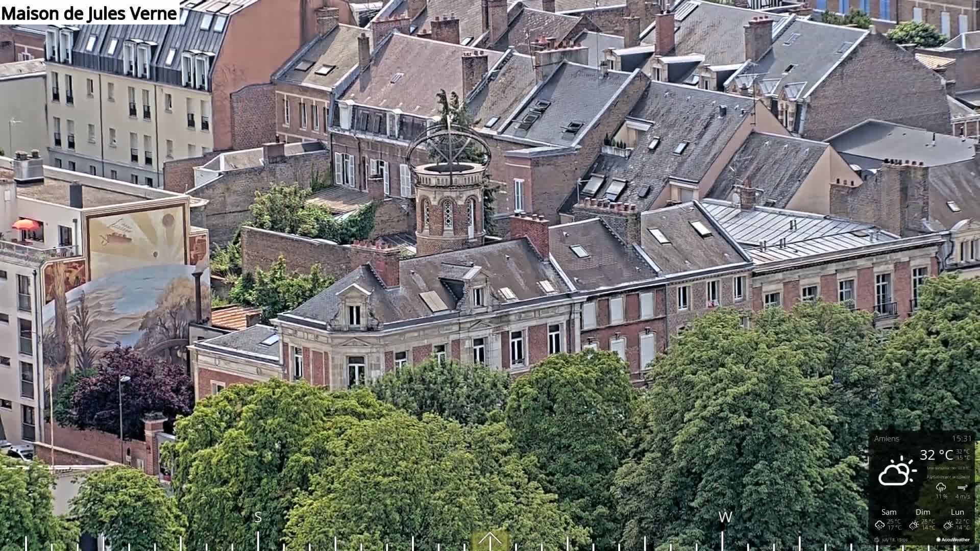 Amiens City Panaromic Skyline PTZ Live Cam - Amiens, Somme, Hauts-de-France, France