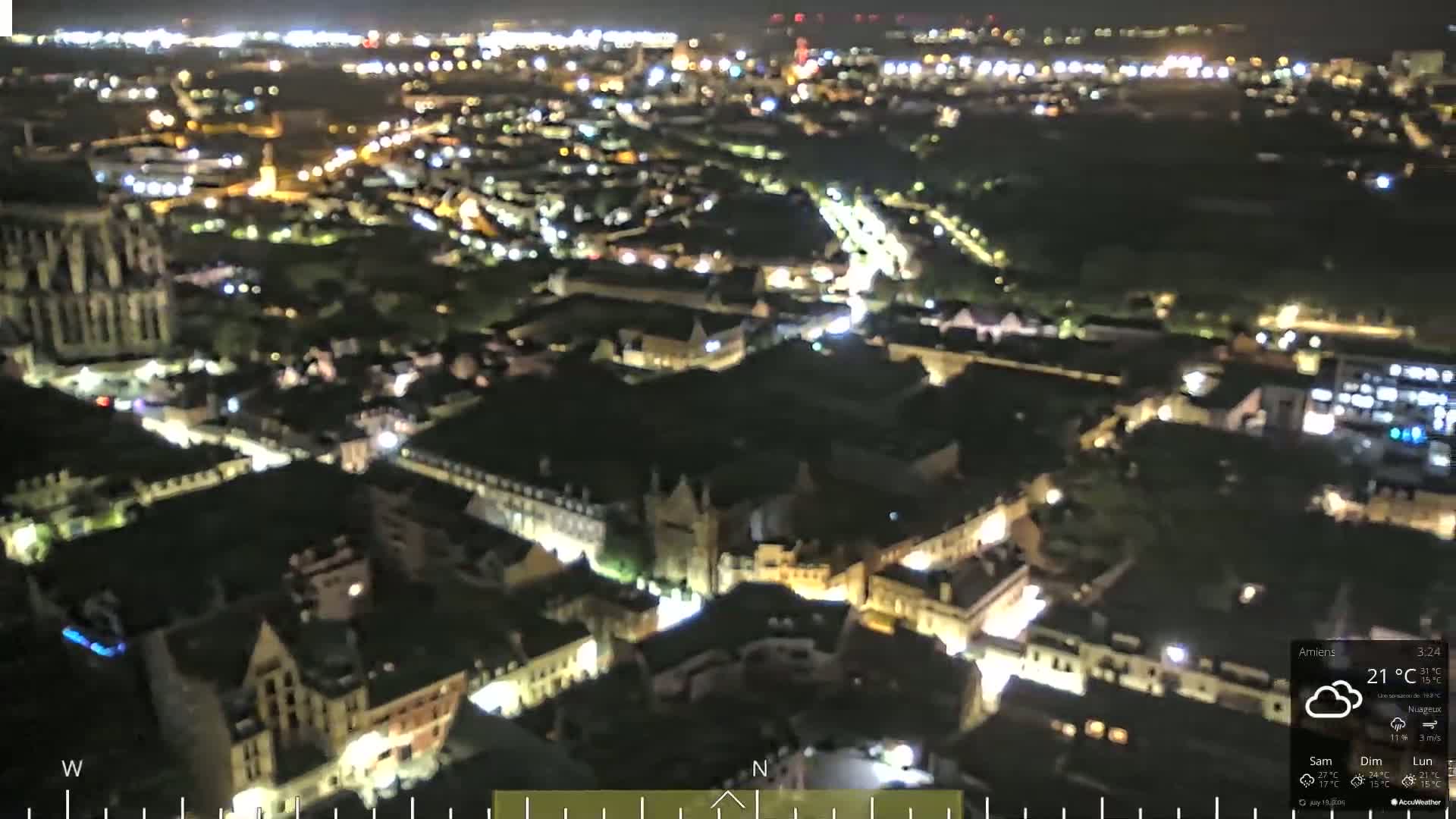 Amiens City Panaromic Skyline PTZ Live Cam - Amiens, Somme, Hauts-de-France, France
