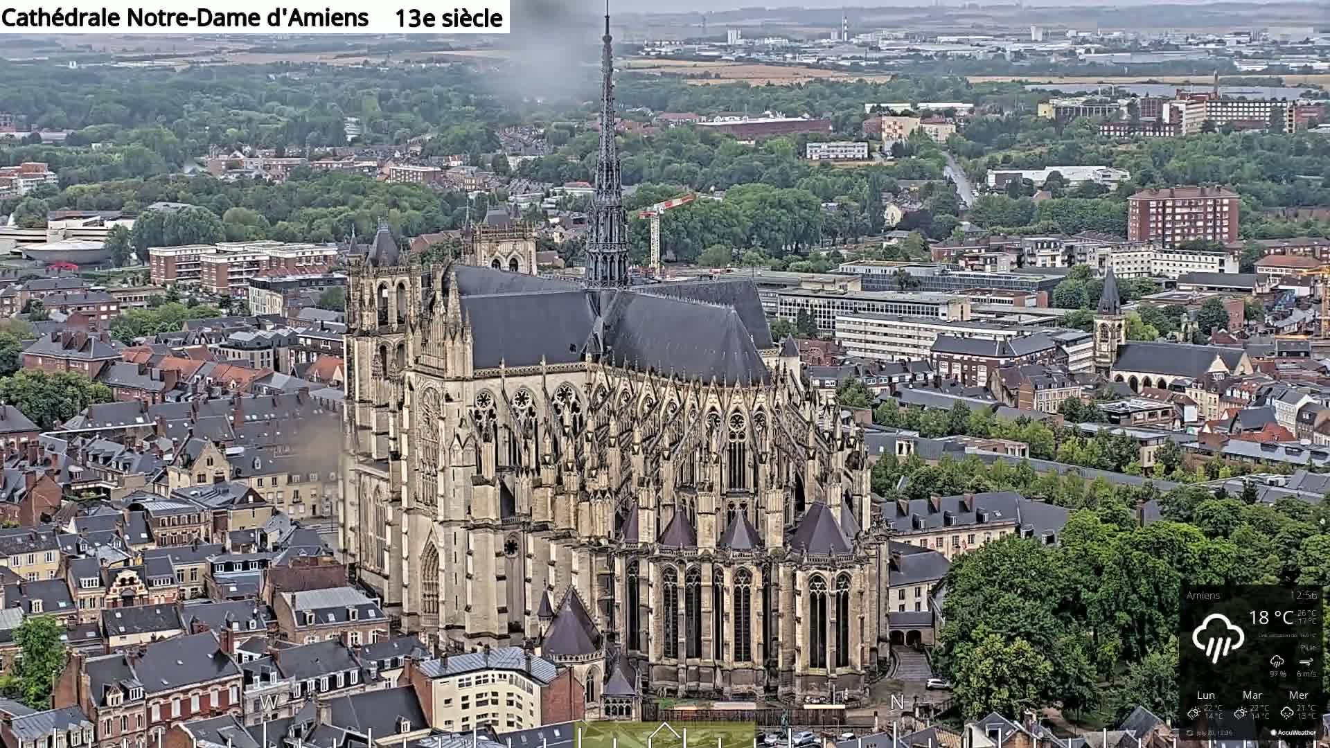 Amiens City Panaromic Skyline PTZ Live Cam - Amiens, Somme, Hauts-de-France, France