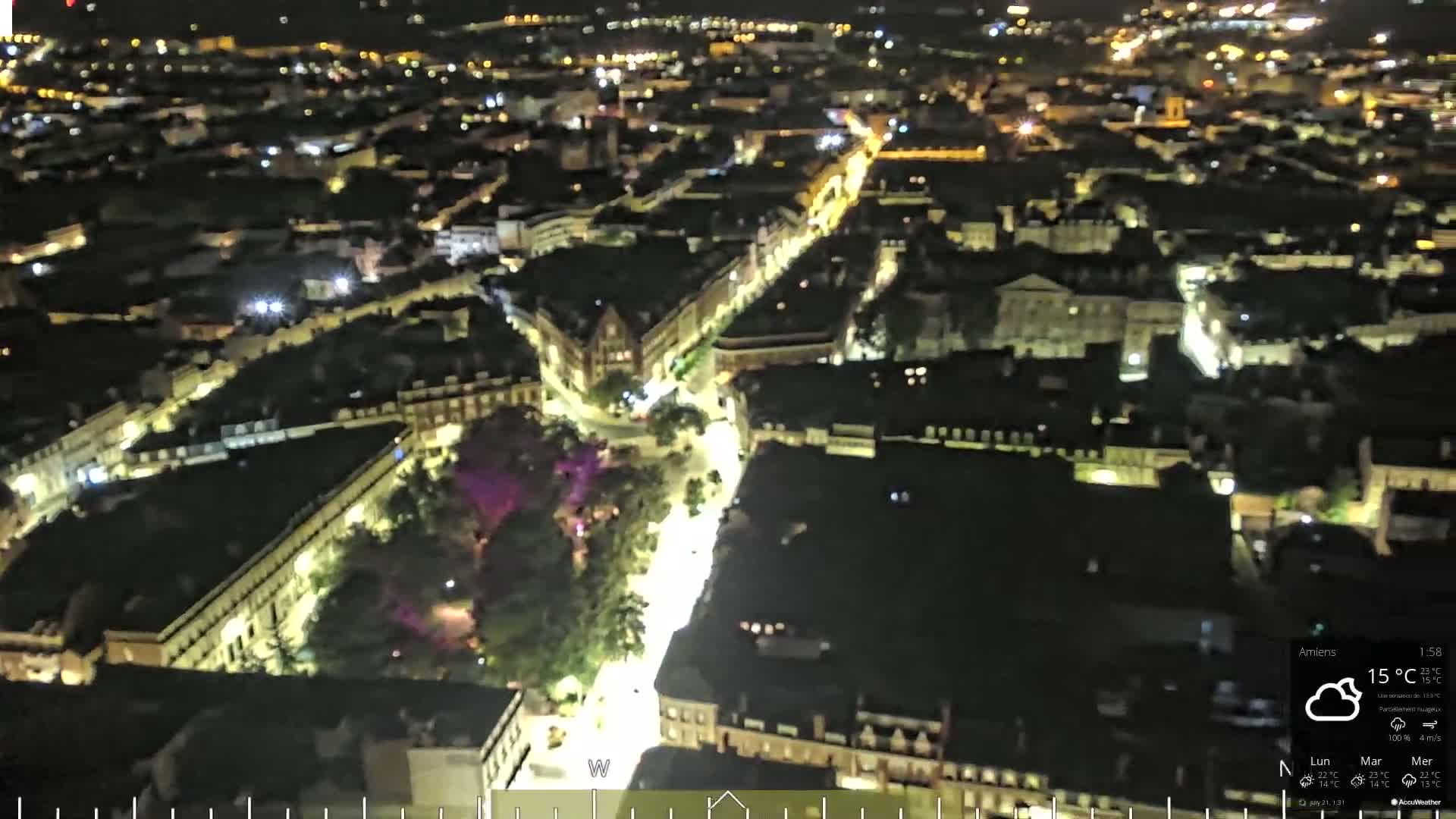 Amiens City Panaromic Skyline PTZ Live Cam - Amiens, Somme, Hauts-de-France, France